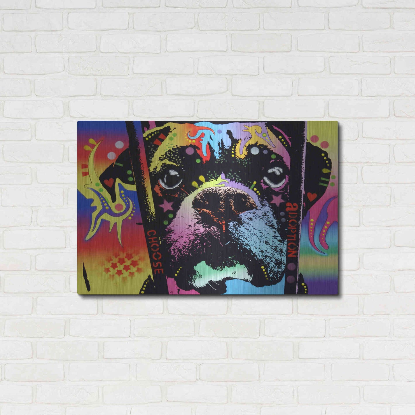 Luxe Metal Art 'Choose Adoption Boxer' by Dean Russo, Metal Wall Art,36x24