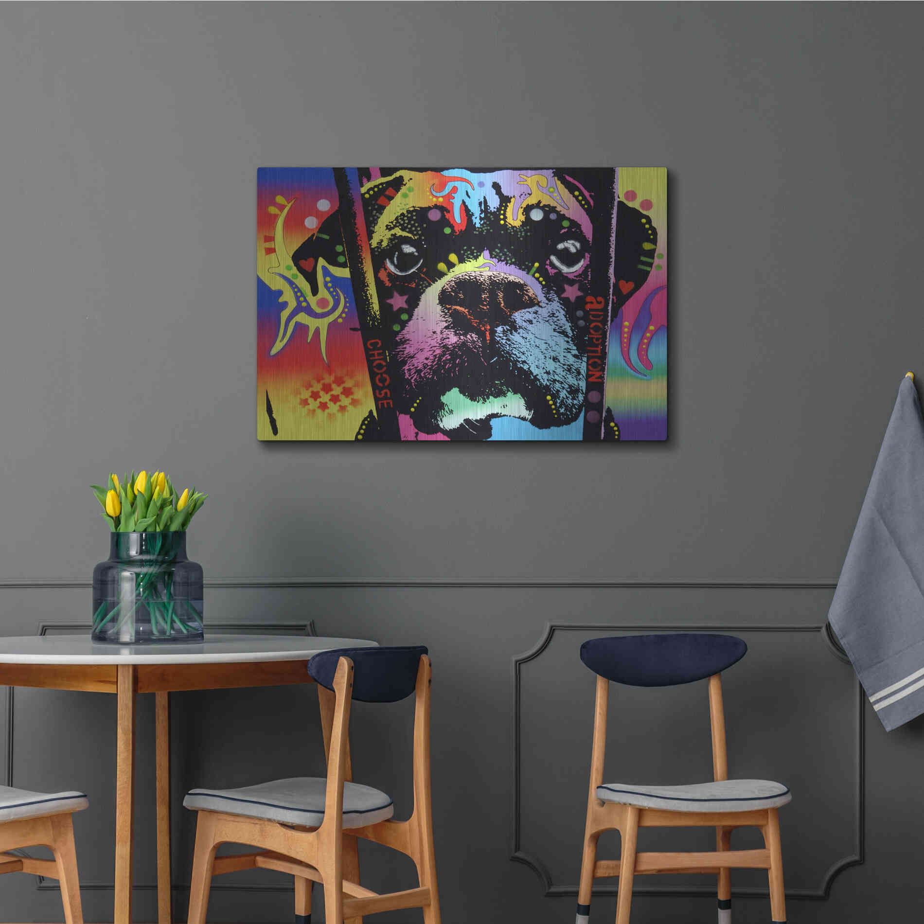 Luxe Metal Art 'Choose Adoption Boxer' by Dean Russo, Metal Wall Art,36x24