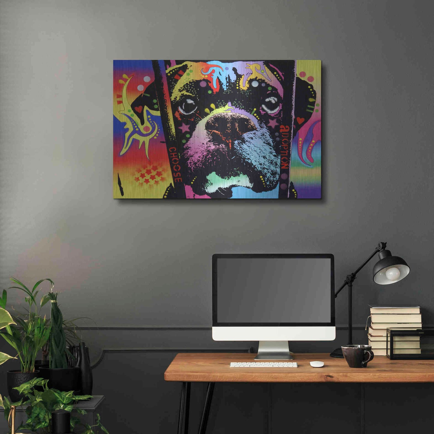 Luxe Metal Art 'Choose Adoption Boxer' by Dean Russo, Metal Wall Art,36x24
