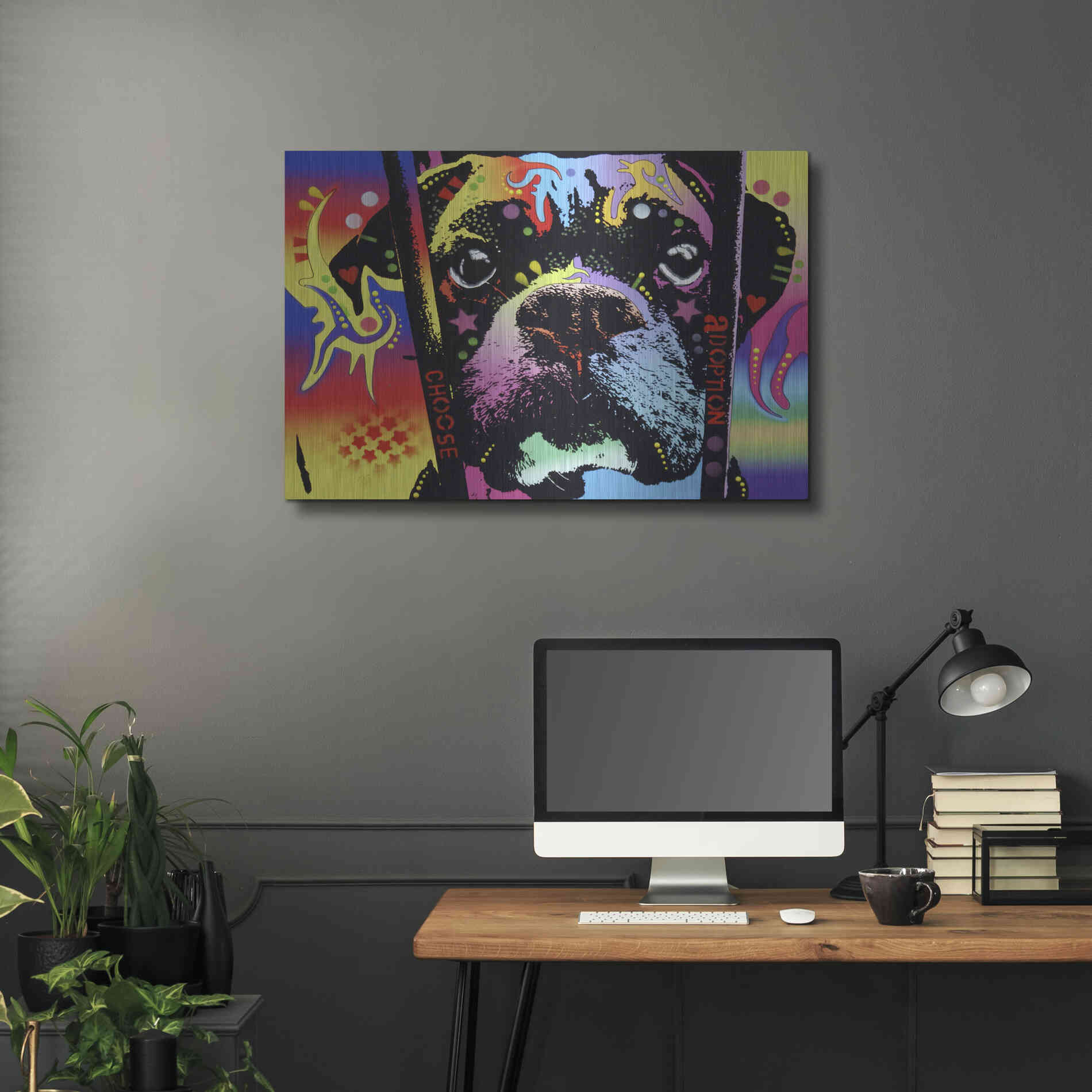 Luxe Metal Art 'Choose Adoption Boxer' by Dean Russo, Metal Wall Art,36x24
