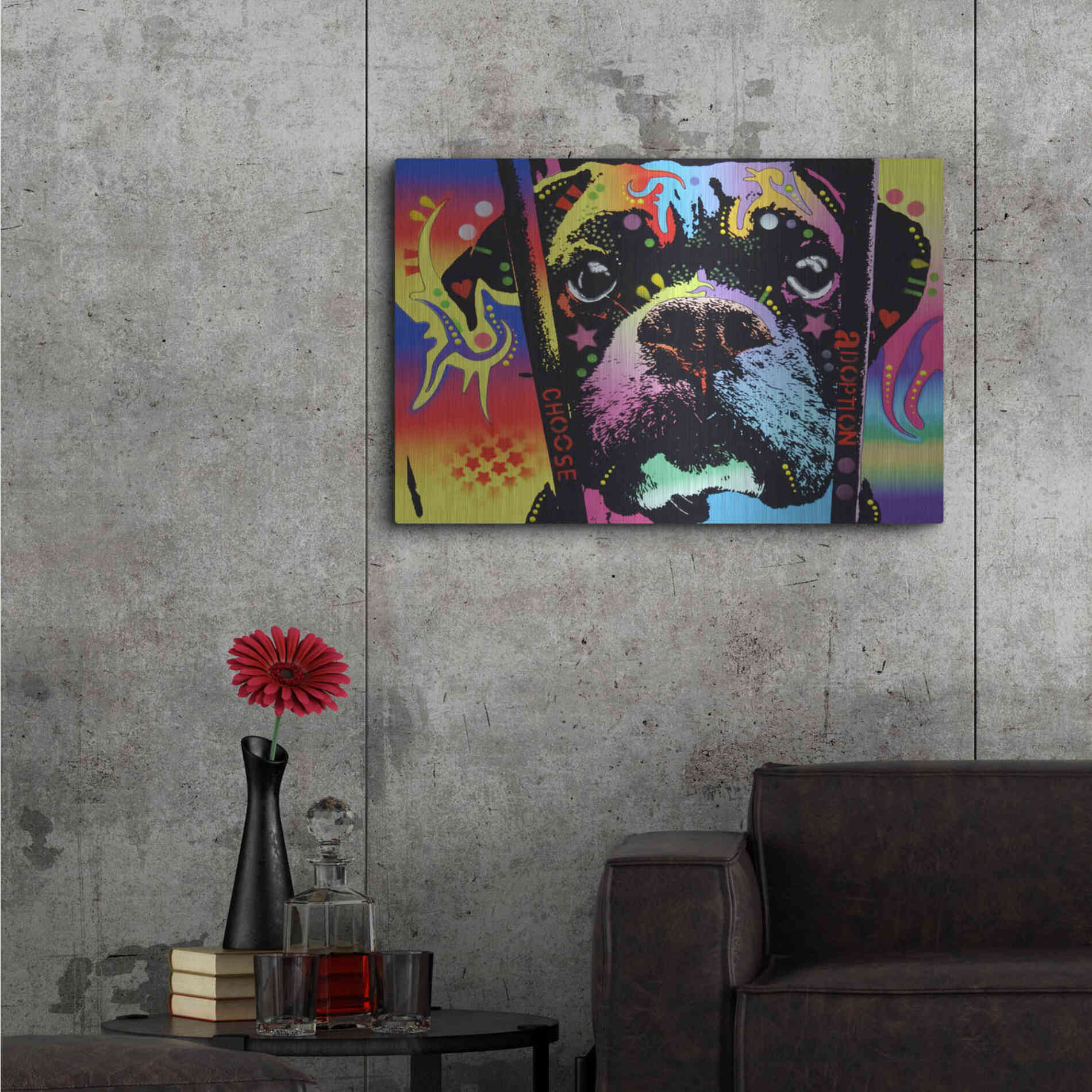 Luxe Metal Art 'Choose Adoption Boxer' by Dean Russo, Metal Wall Art,36x24