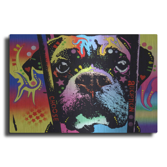 Luxe Metal Art 'Choose Adoption Boxer' by Dean Russo, Metal Wall Art