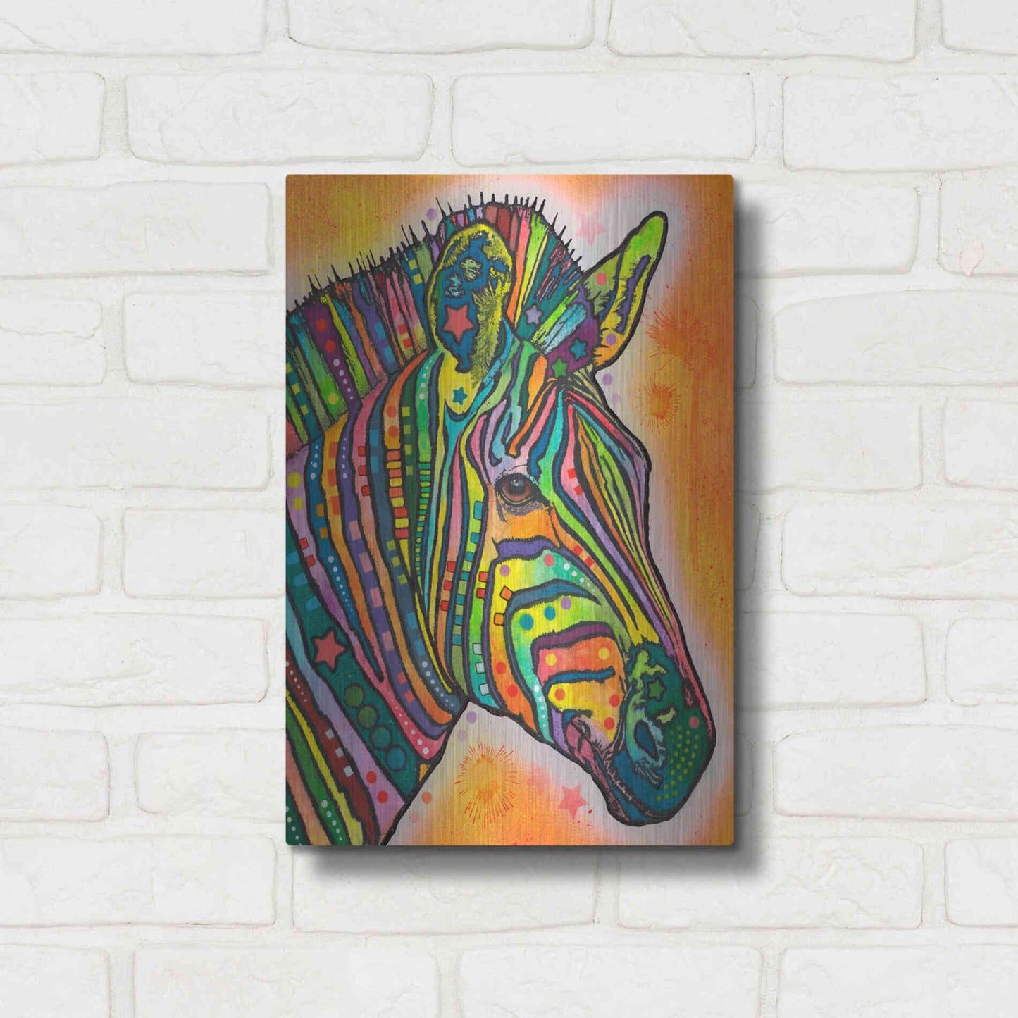 Luxe Metal Art 'Zebra' by Dean Russo, Metal Wall Art,12x16