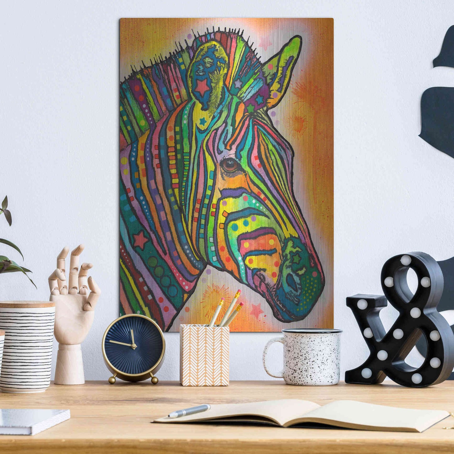 Luxe Metal Art 'Zebra' by Dean Russo, Metal Wall Art,12x16