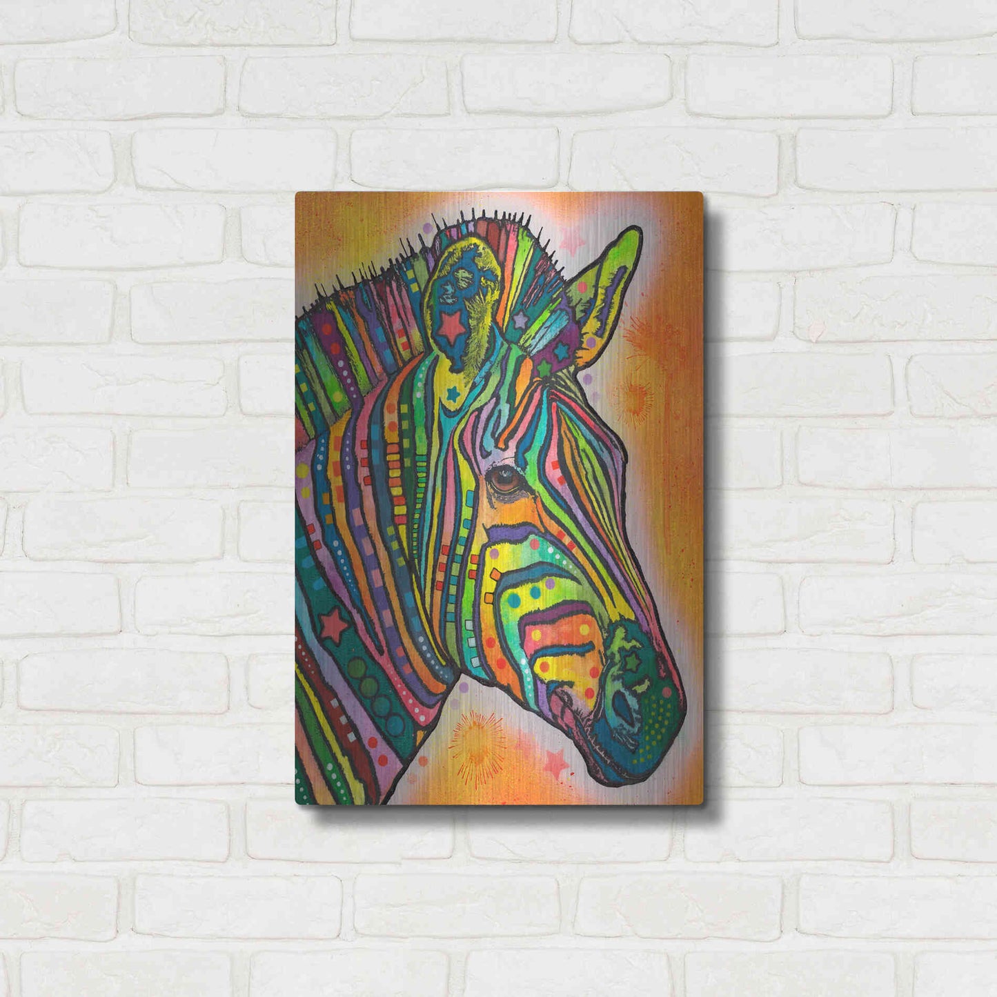 Luxe Metal Art 'Zebra' by Dean Russo, Metal Wall Art,16x24