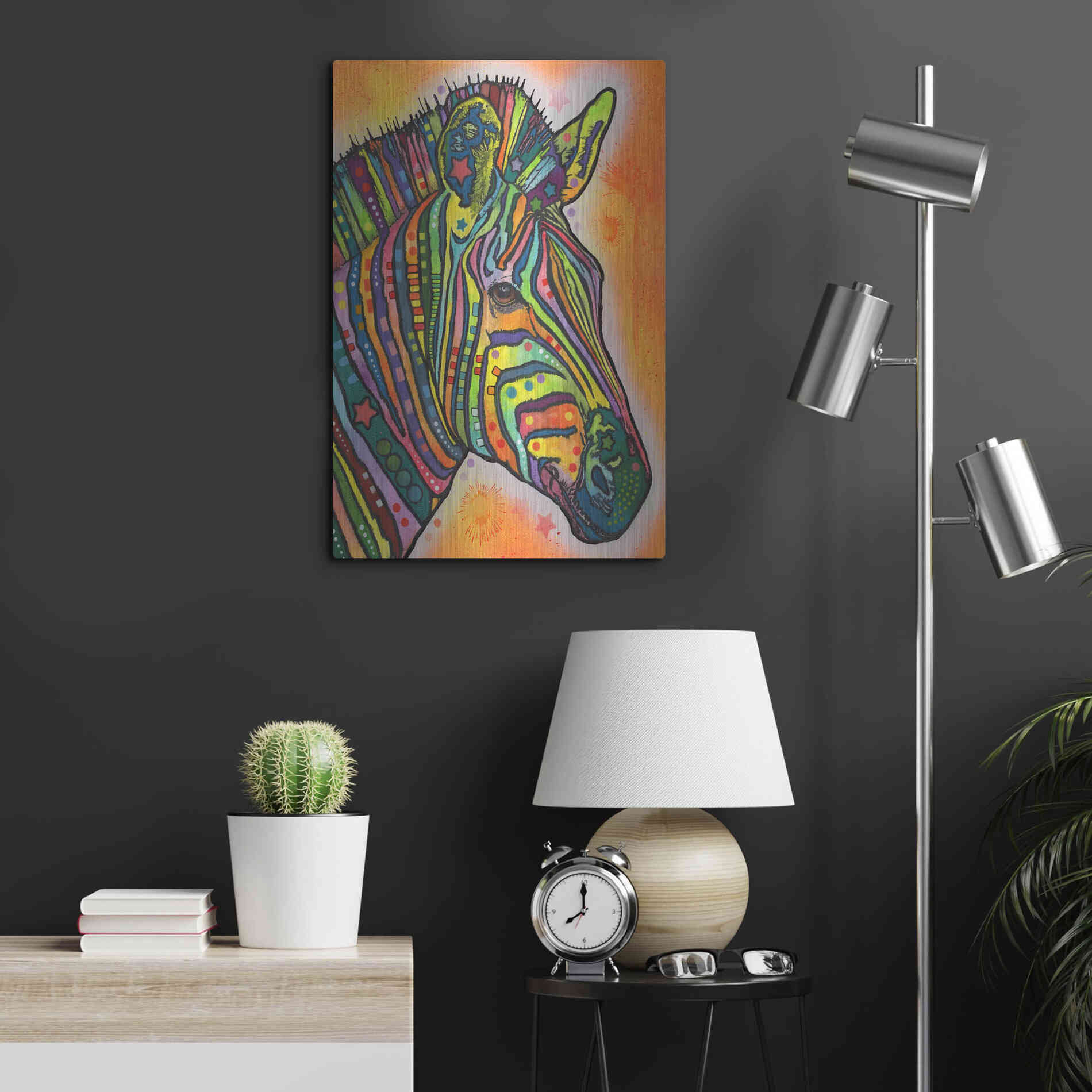 Luxe Metal Art 'Zebra' by Dean Russo, Metal Wall Art,16x24