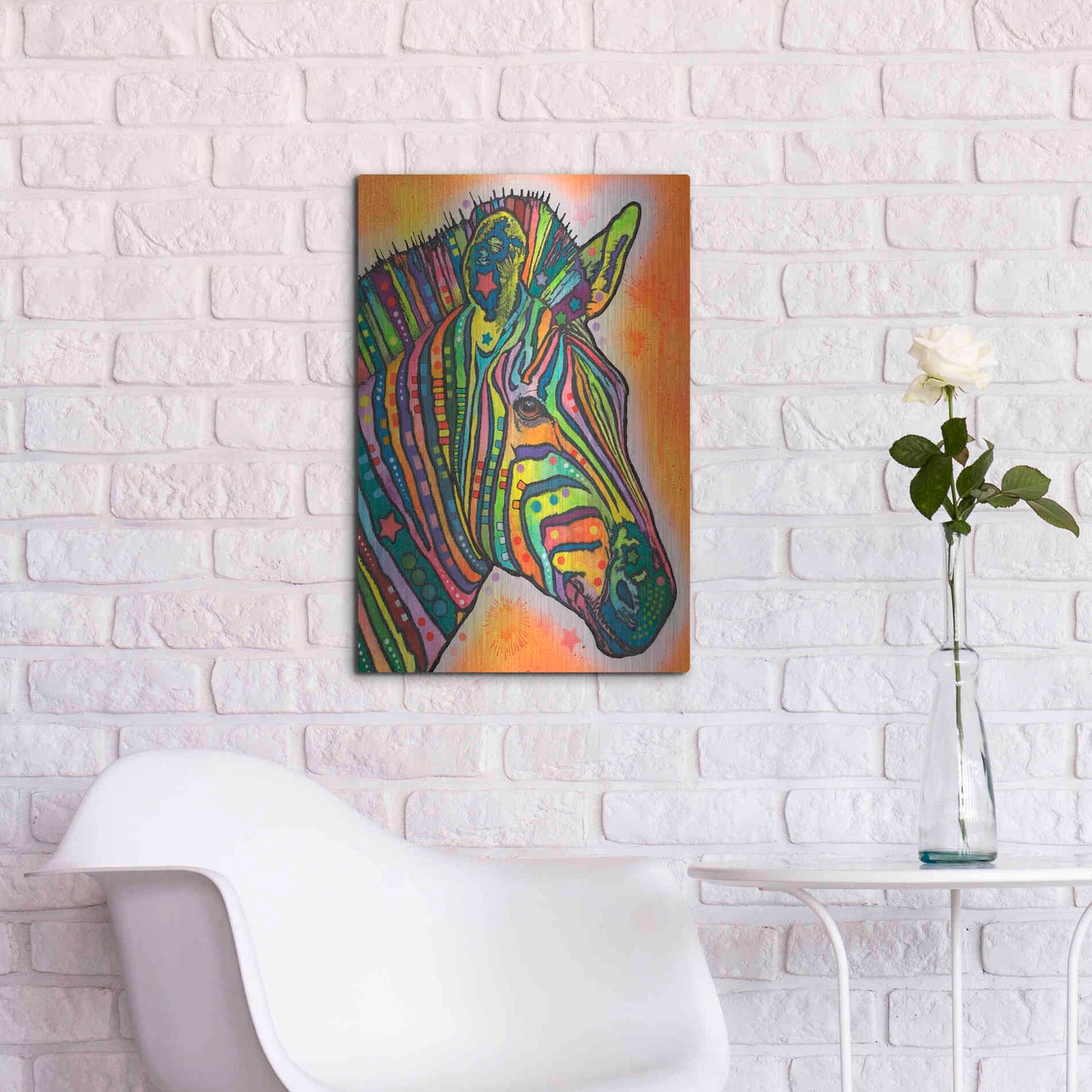 Luxe Metal Art 'Zebra' by Dean Russo, Metal Wall Art,16x24