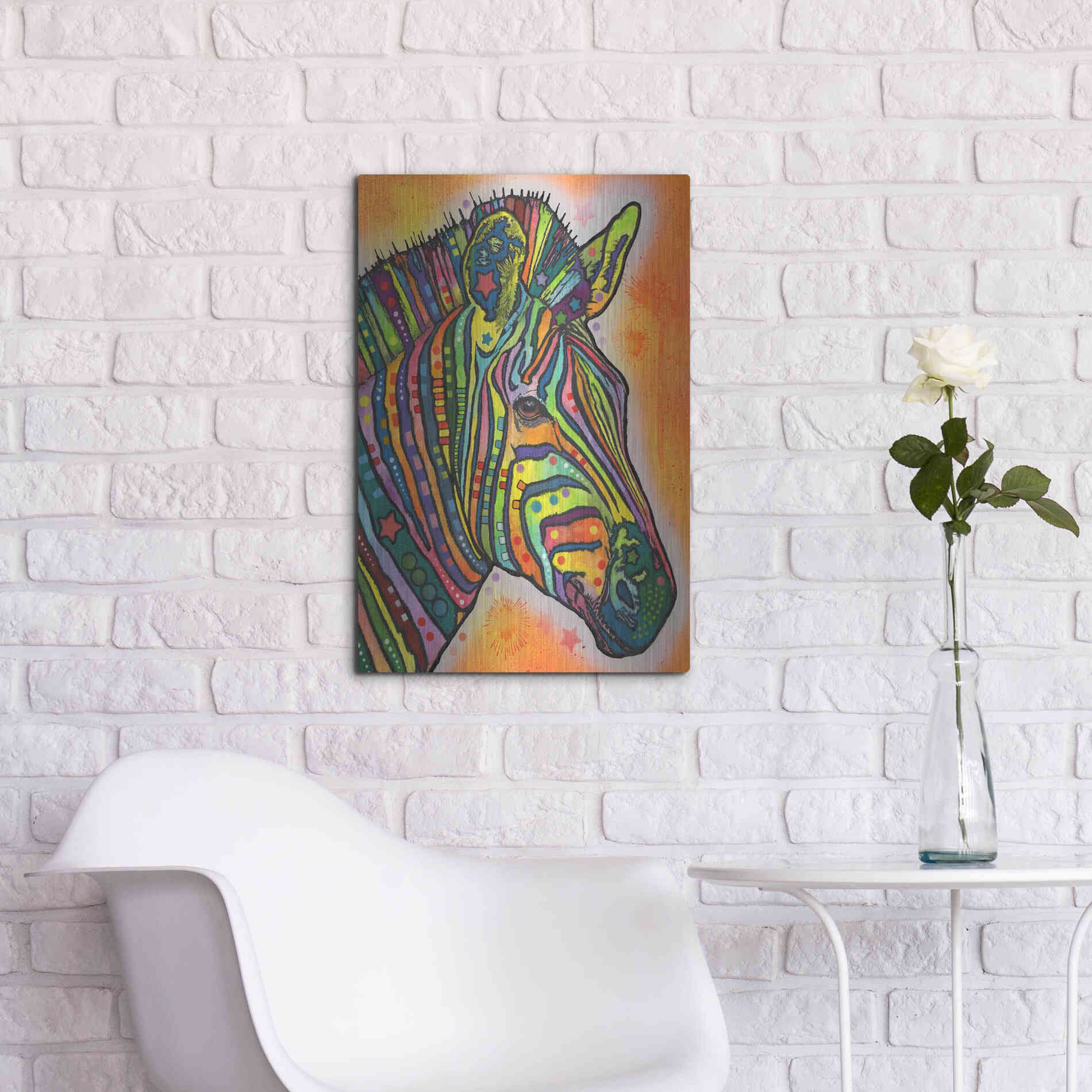 Luxe Metal Art 'Zebra' by Dean Russo, Metal Wall Art,16x24