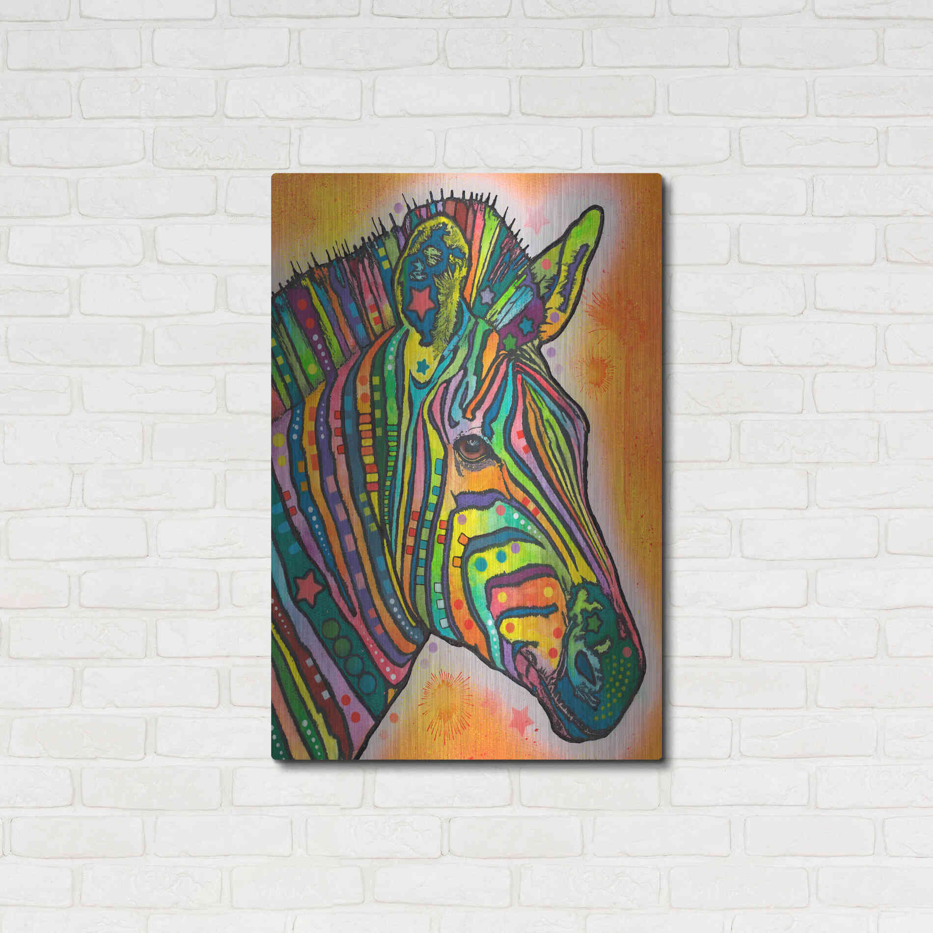 Luxe Metal Art 'Zebra' by Dean Russo, Metal Wall Art,24x36