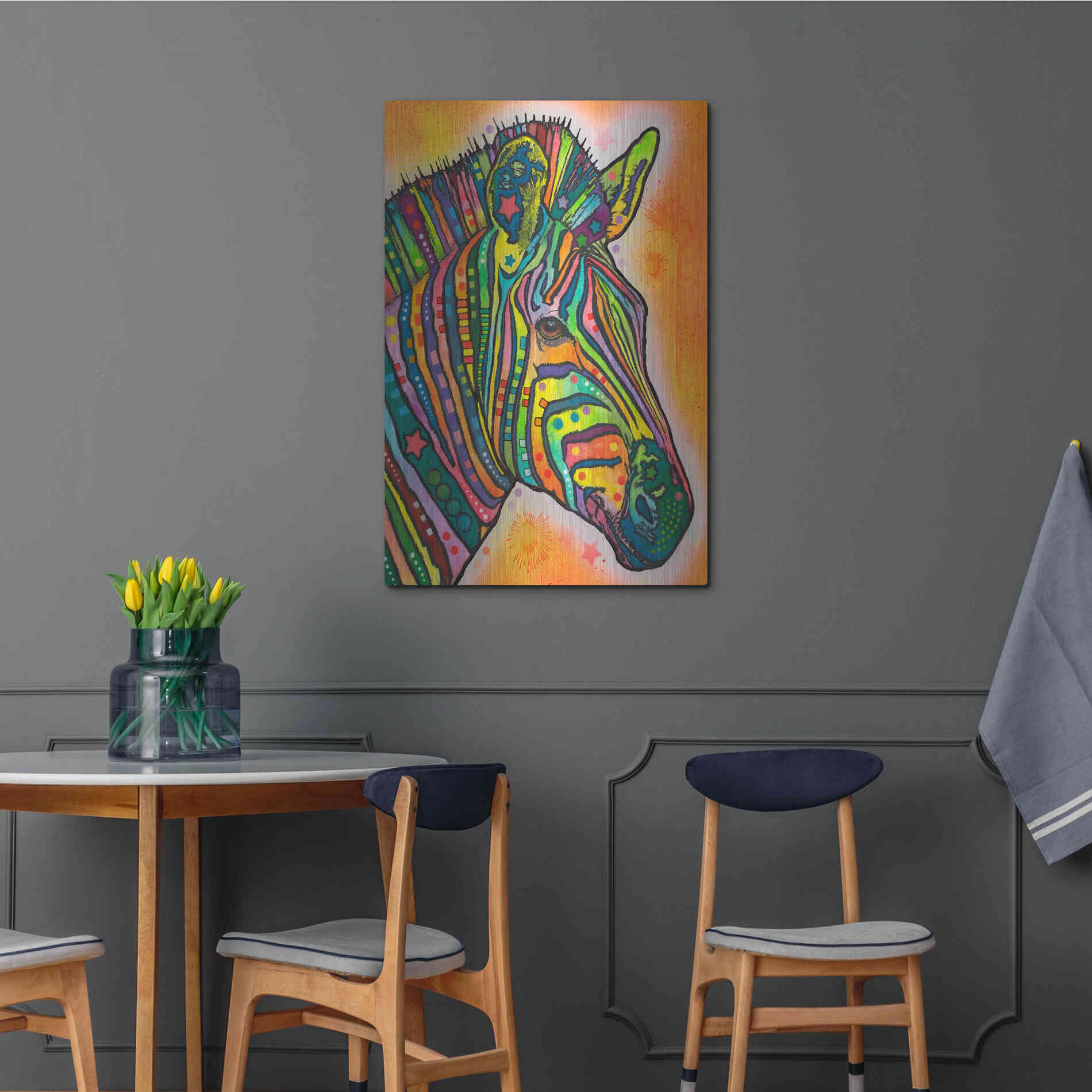 Luxe Metal Art 'Zebra' by Dean Russo, Metal Wall Art,24x36