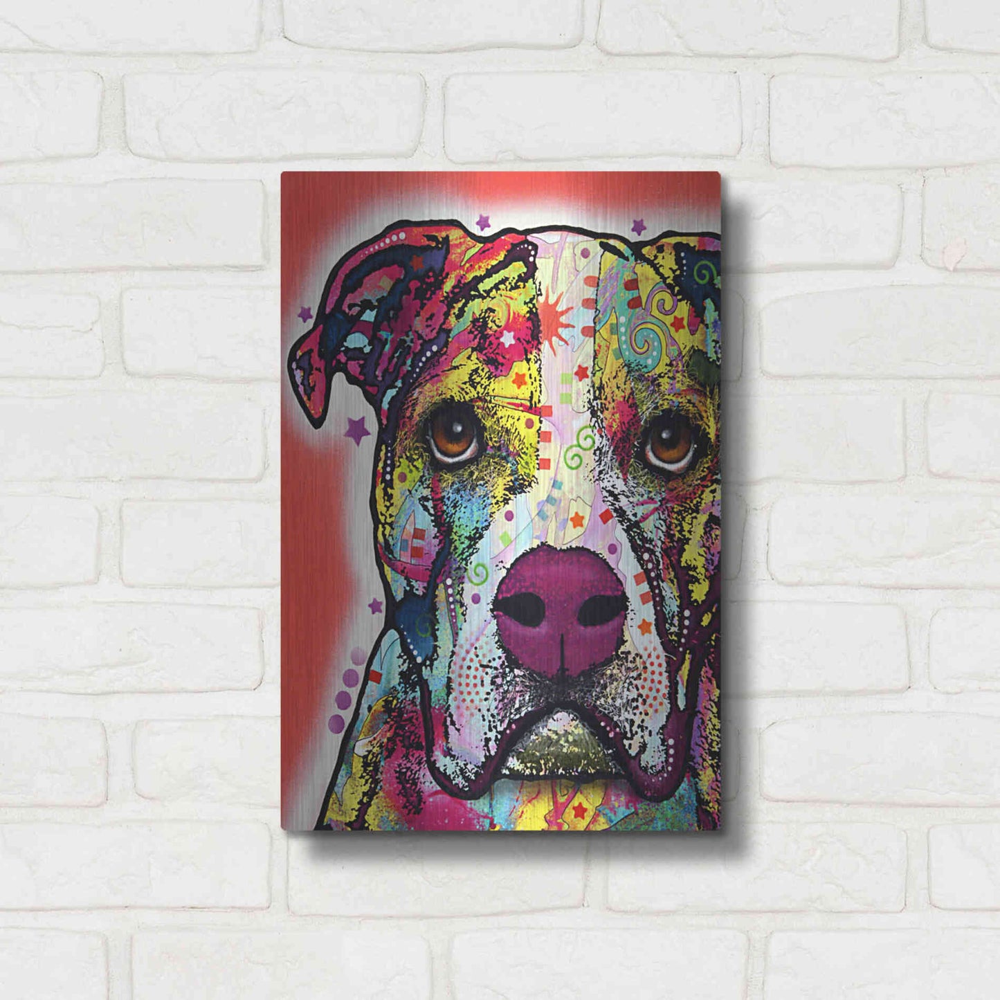 Luxe Metal Art 'American Bulldog 1' by Dean Russo, Metal Wall Art,12x16