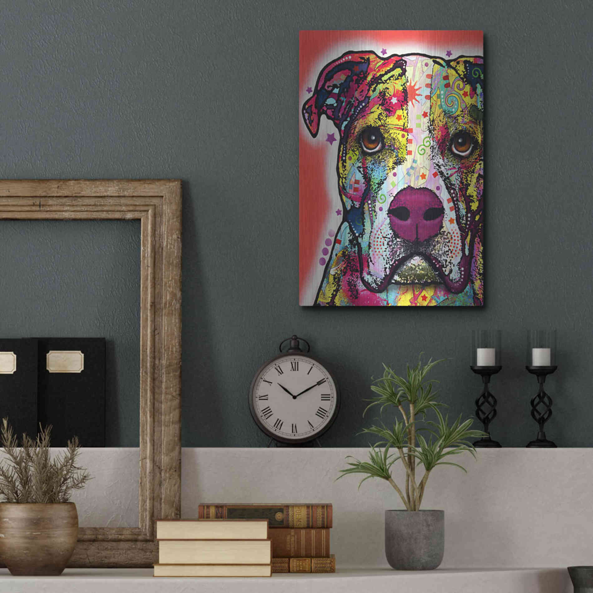 Luxe Metal Art 'American Bulldog 1' by Dean Russo, Metal Wall Art,12x16