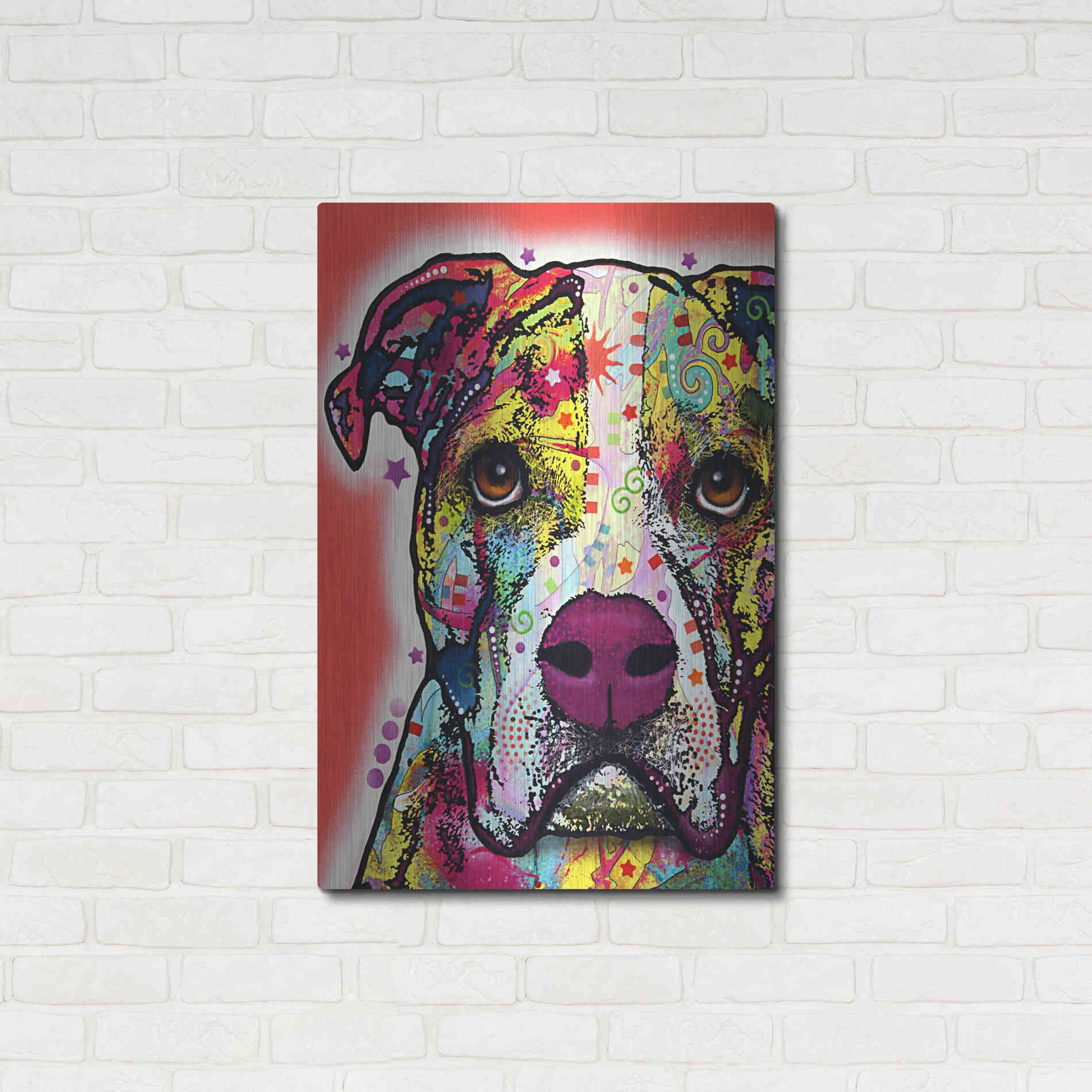 Luxe Metal Art 'American Bulldog 1' by Dean Russo, Metal Wall Art,24x36