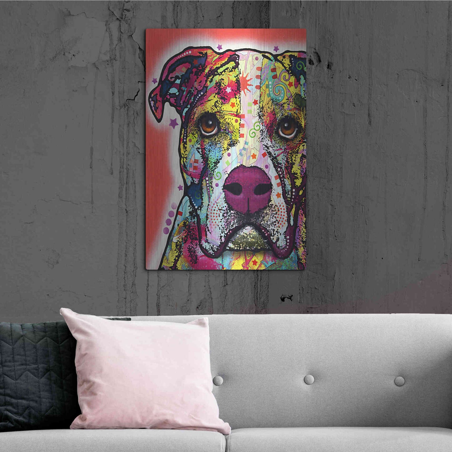 Luxe Metal Art 'American Bulldog 1' by Dean Russo, Metal Wall Art,24x36