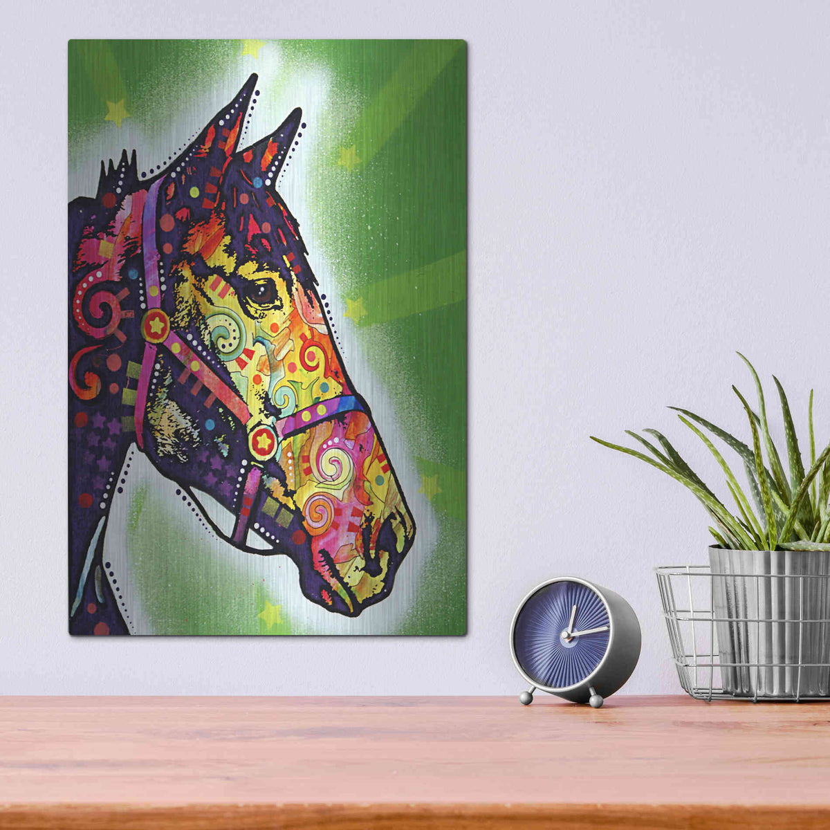 Luxe Metal Art 'Horse 2' by Dean Russo, Metal Wall Art,12x16