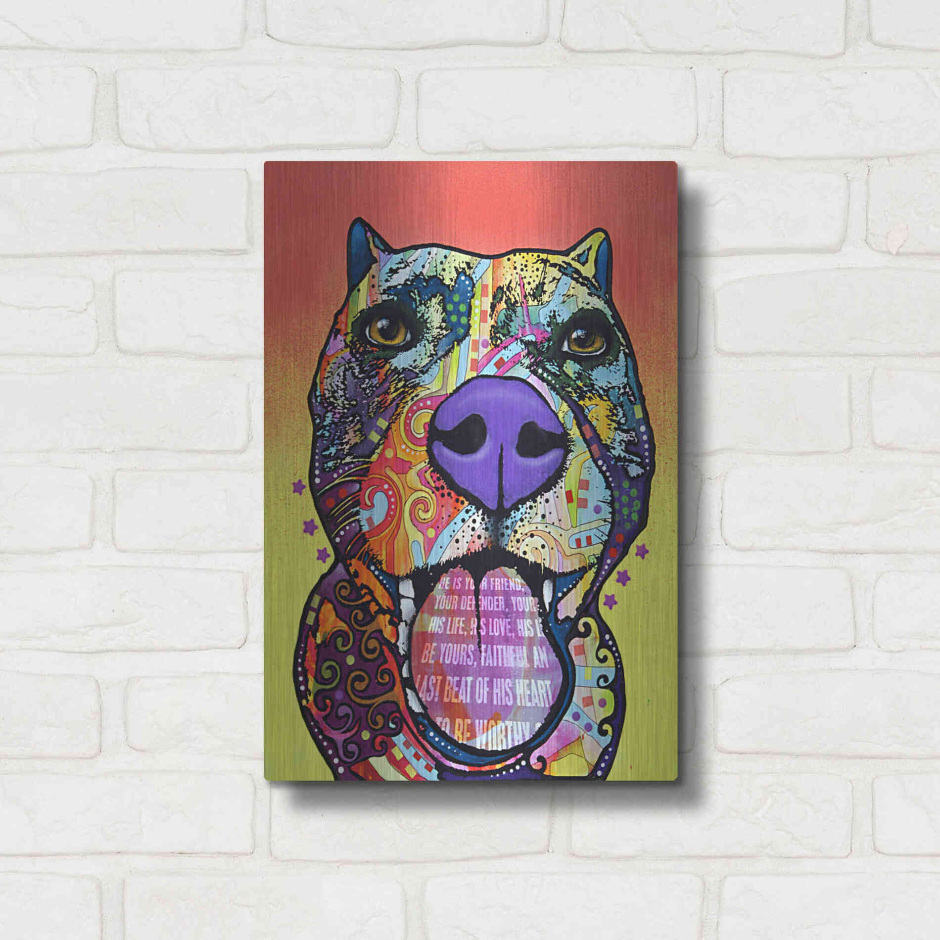 Luxe Metal Art 'Bark Don’T Bite' by Dean Russo, Metal Wall Art,12x16