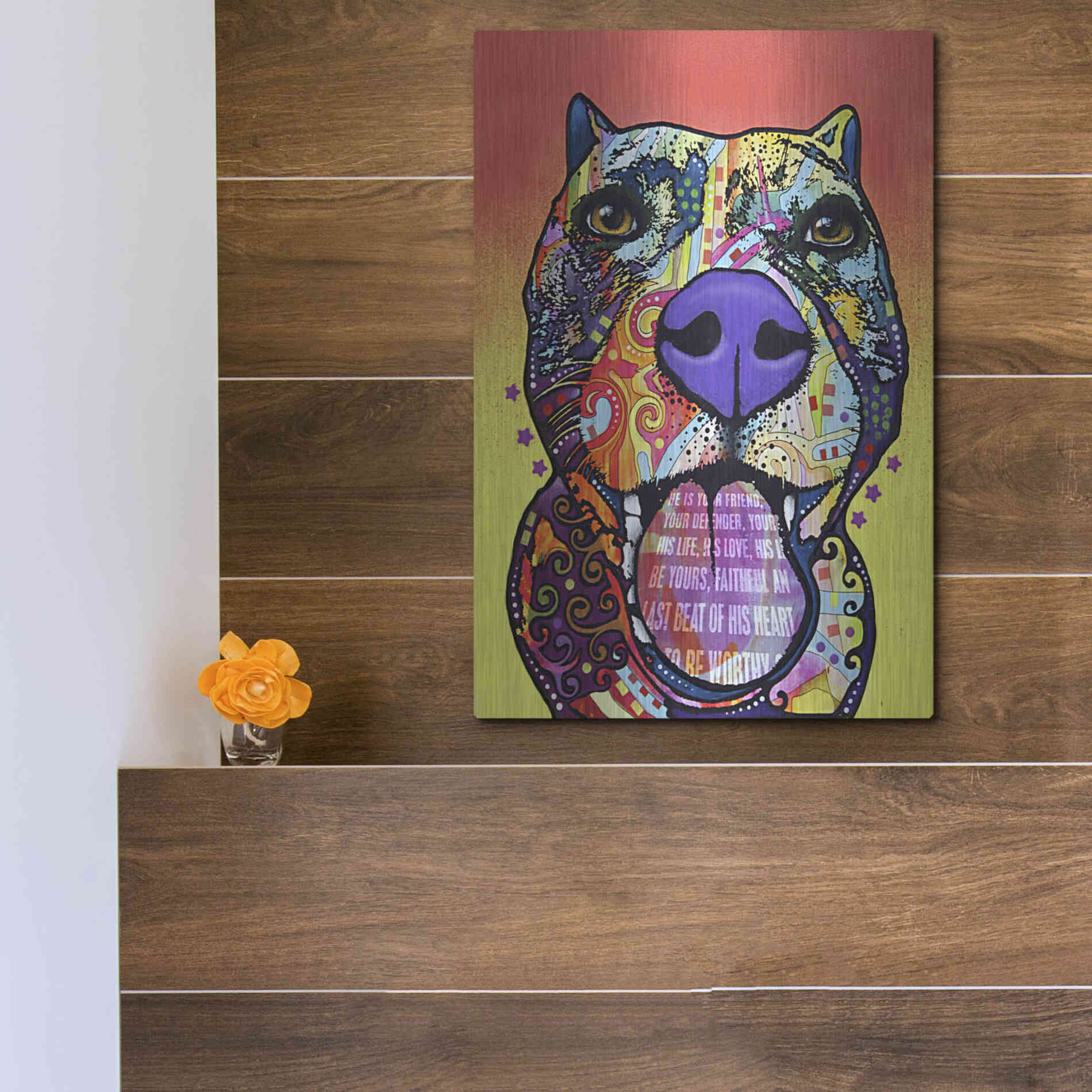 Luxe Metal Art 'Bark Don’T Bite' by Dean Russo, Metal Wall Art,12x16