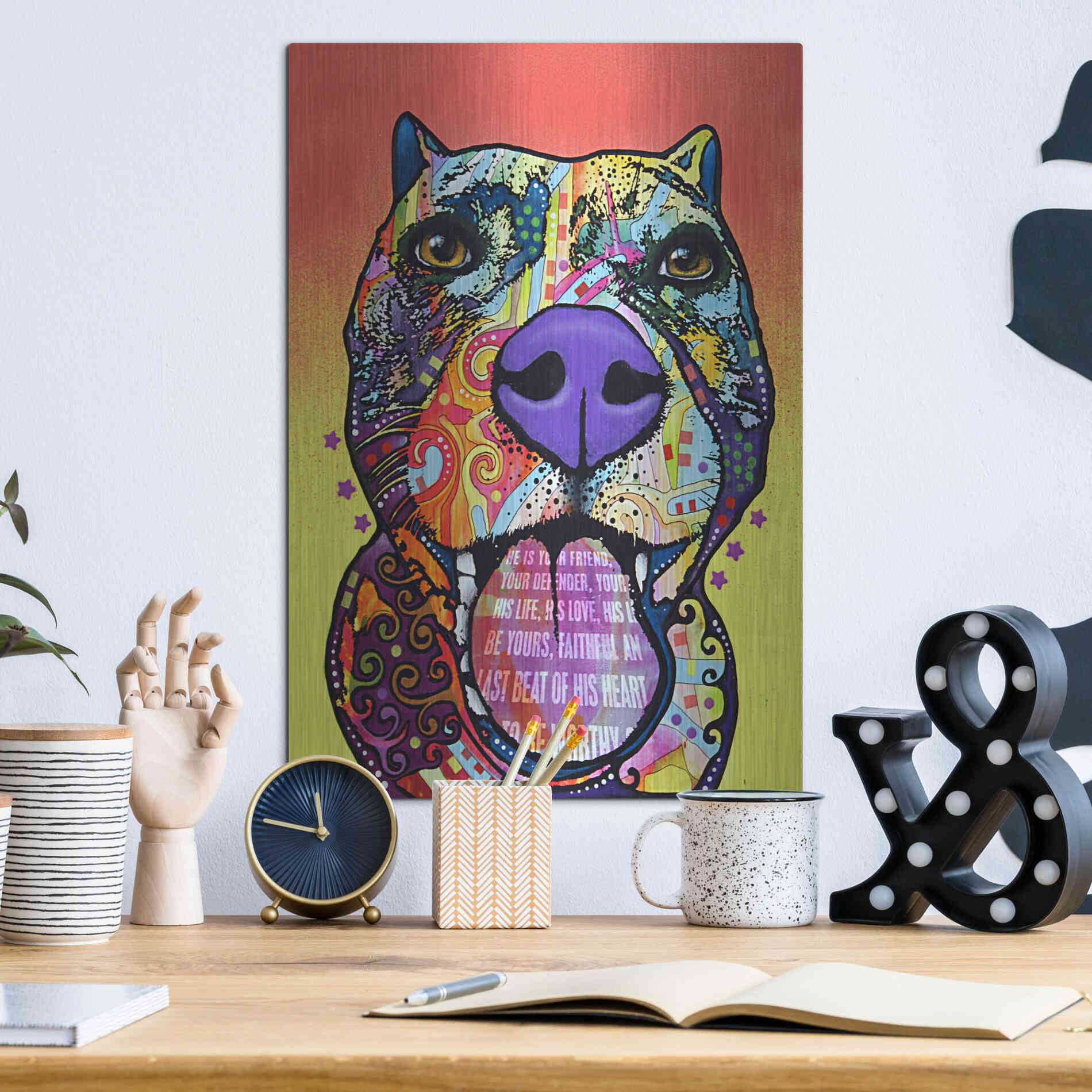 Luxe Metal Art 'Bark Don’T Bite' by Dean Russo, Metal Wall Art,12x16