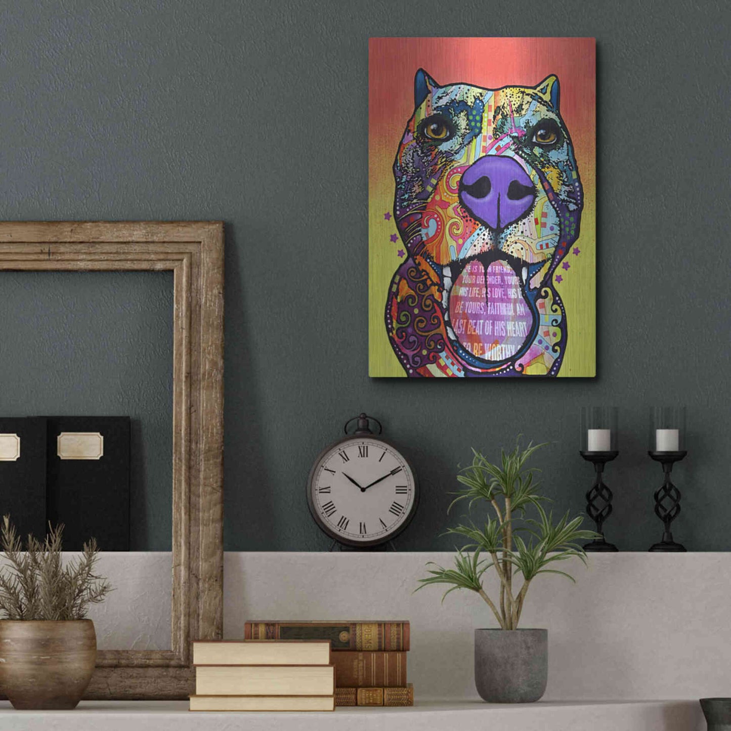 Luxe Metal Art 'Bark Don’T Bite' by Dean Russo, Metal Wall Art,12x16