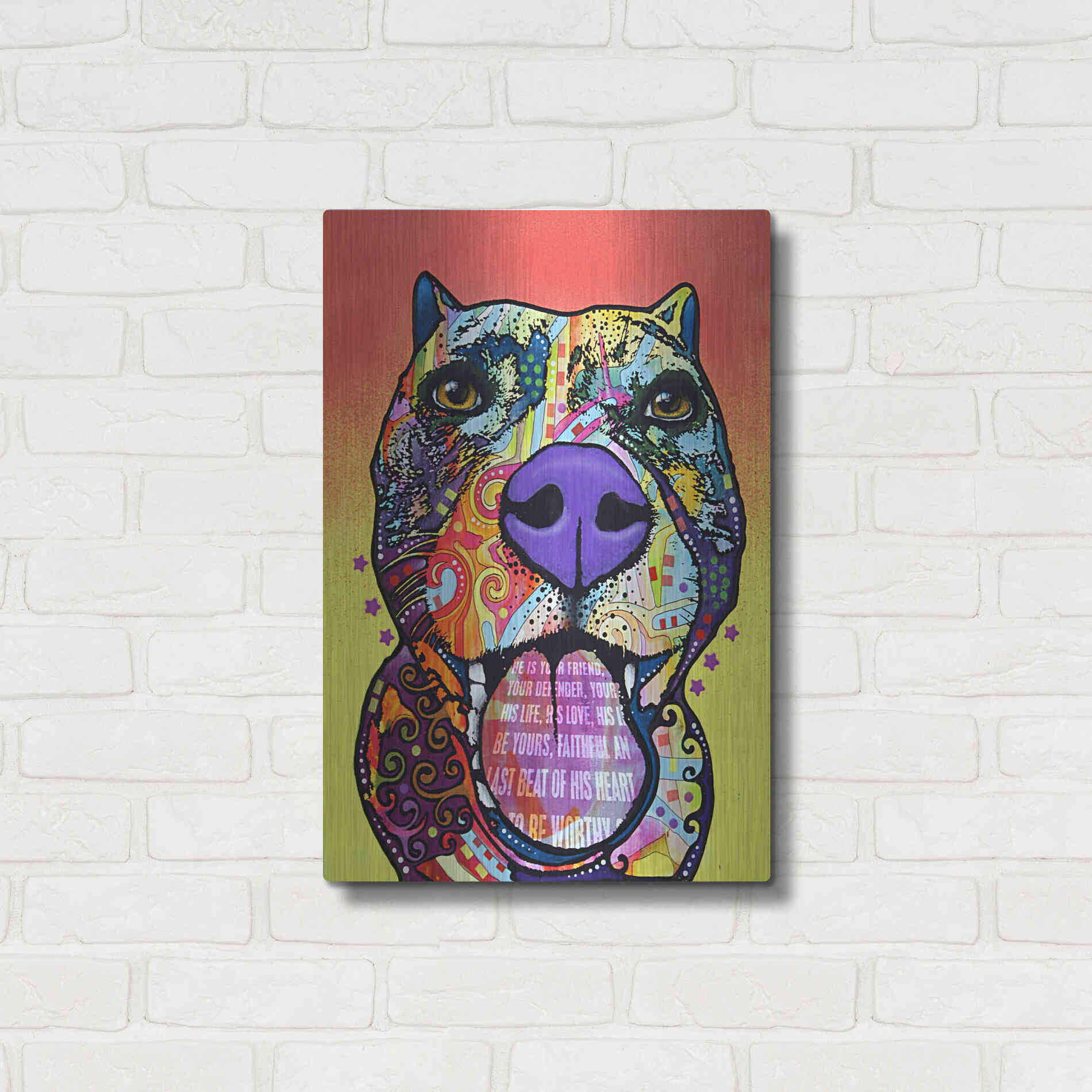 Luxe Metal Art 'Bark Don’T Bite' by Dean Russo, Metal Wall Art,16x24