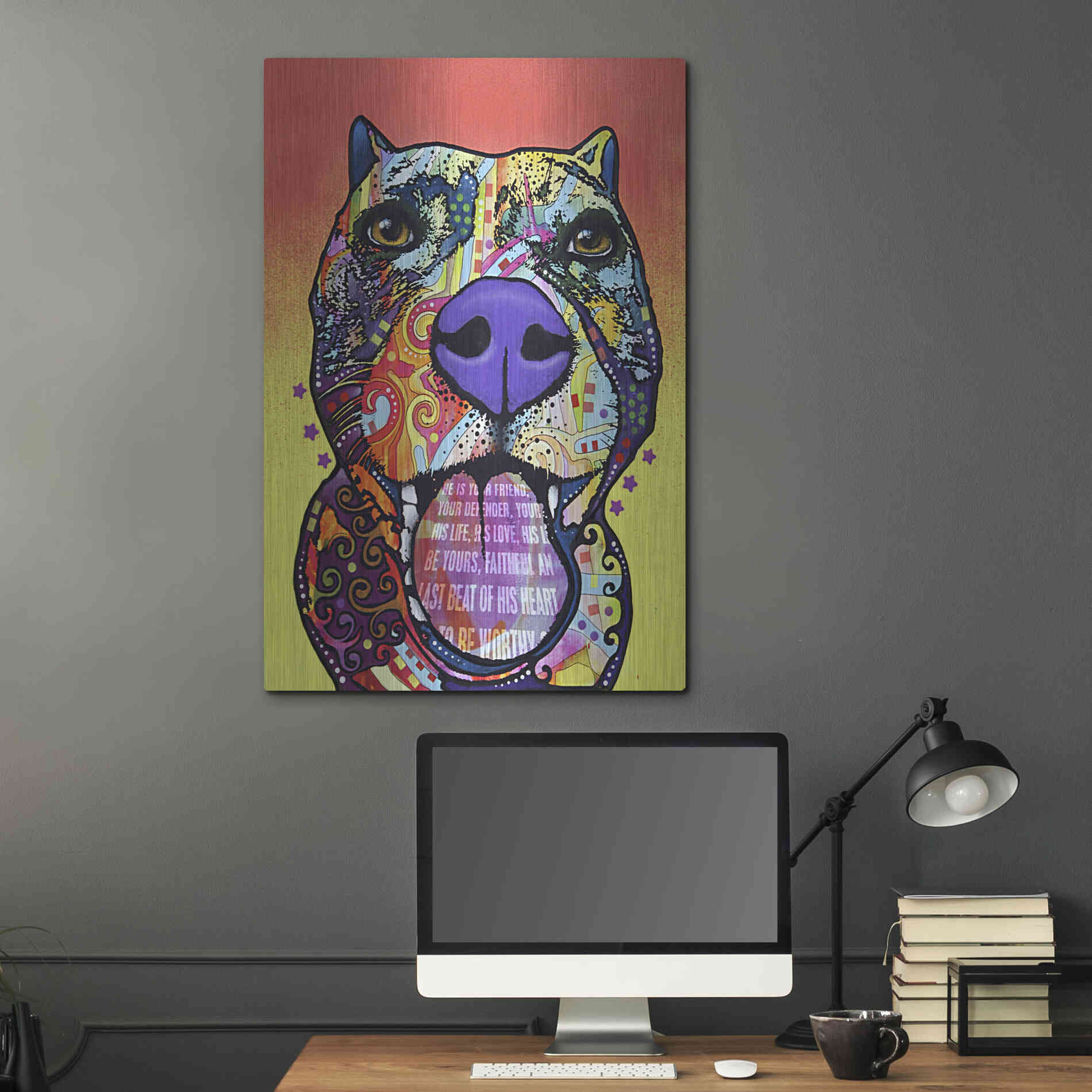 Luxe Metal Art 'Bark Don’T Bite' by Dean Russo, Metal Wall Art,24x36