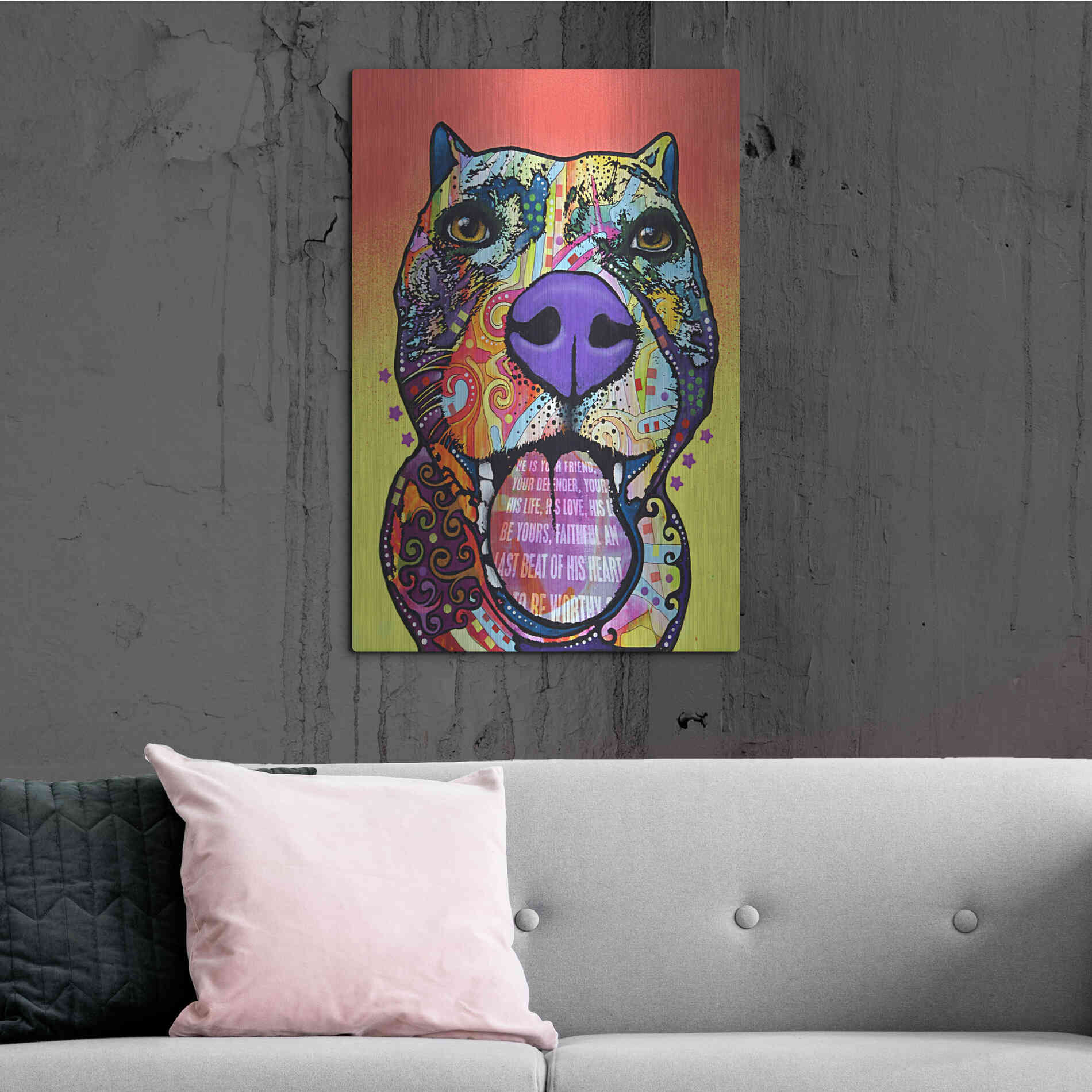 Luxe Metal Art 'Bark Don’T Bite' by Dean Russo, Metal Wall Art,24x36