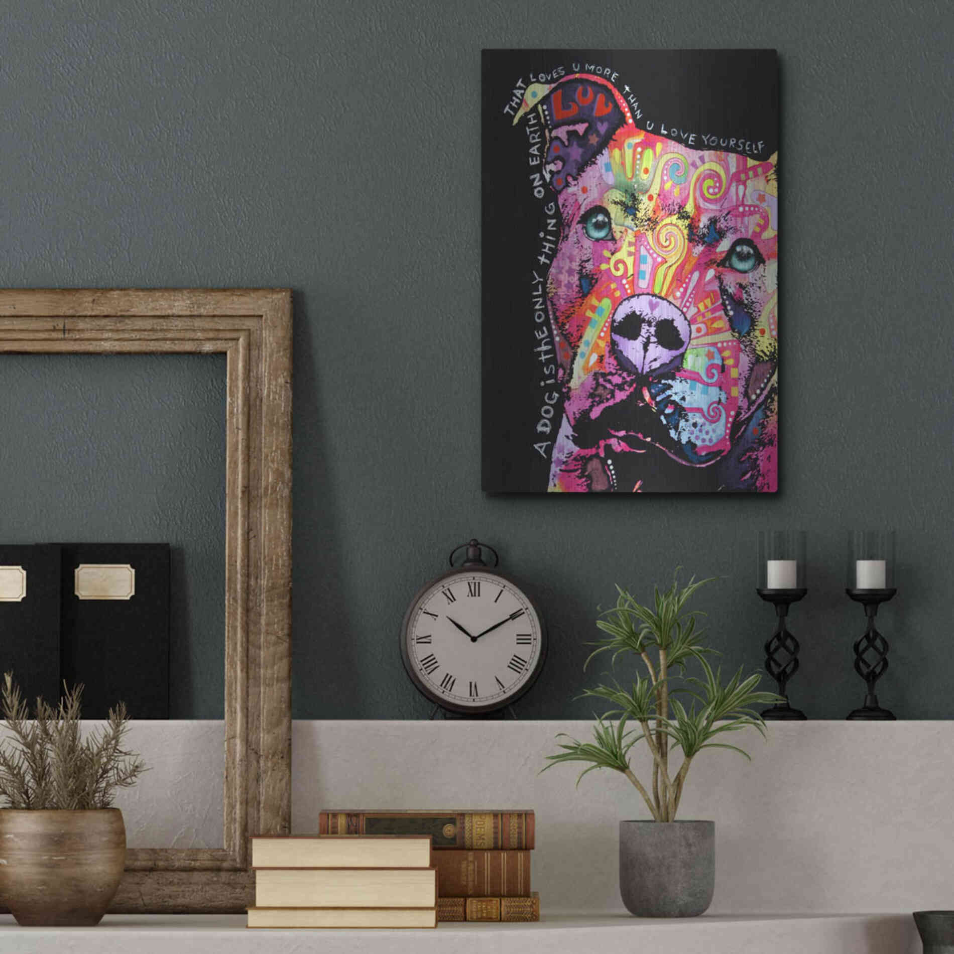 Luxe Metal Art 'Thoughtful Pit Bull' by Dean Russo, Metal Wall Art,12x16