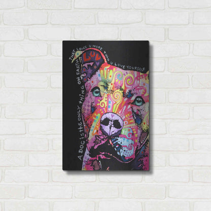 Luxe Metal Art 'Thoughtful Pit Bull' by Dean Russo, Metal Wall Art,16x24