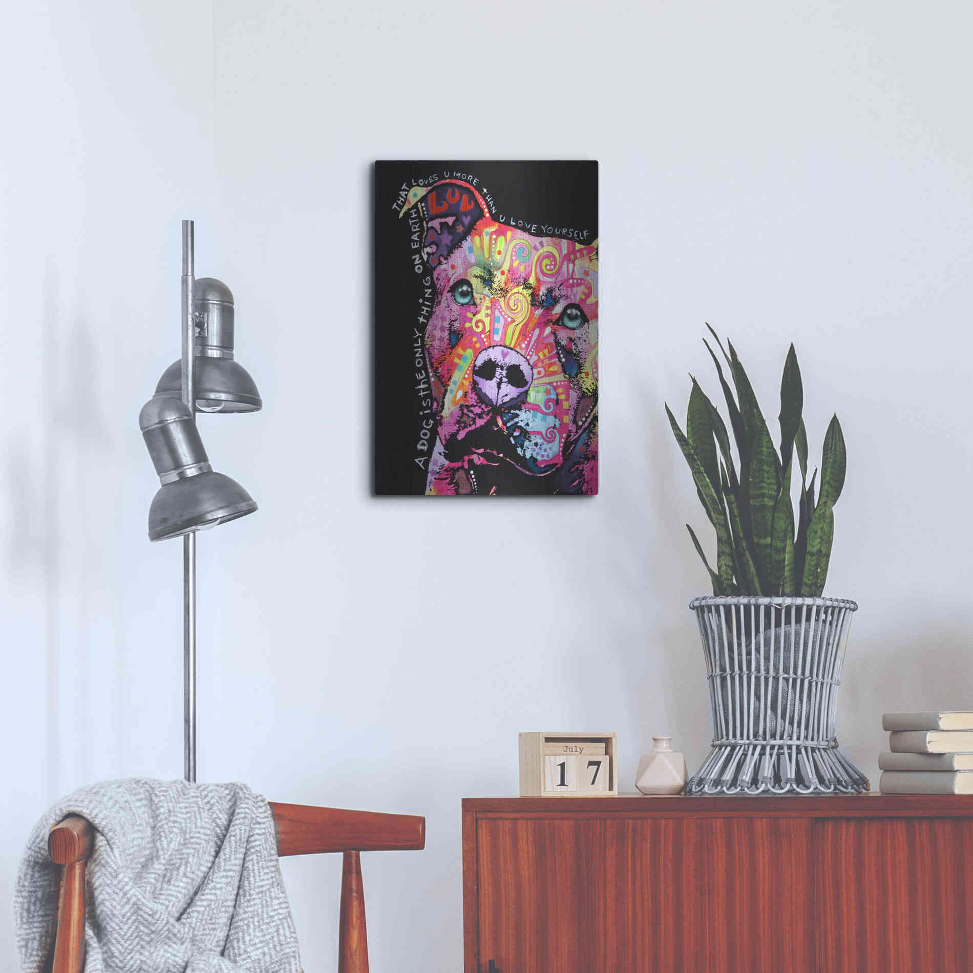 Luxe Metal Art 'Thoughtful Pit Bull' by Dean Russo, Metal Wall Art,16x24