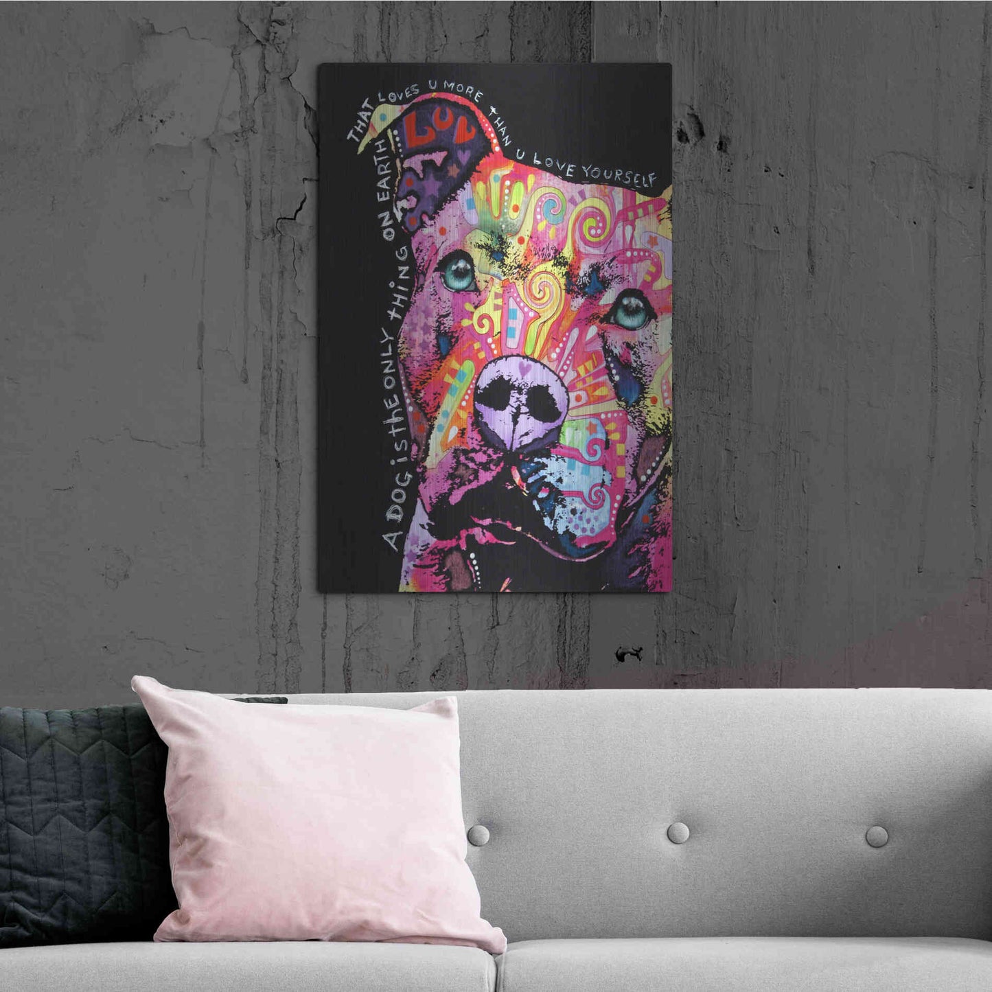 Luxe Metal Art 'Thoughtful Pit Bull' by Dean Russo, Metal Wall Art,24x36