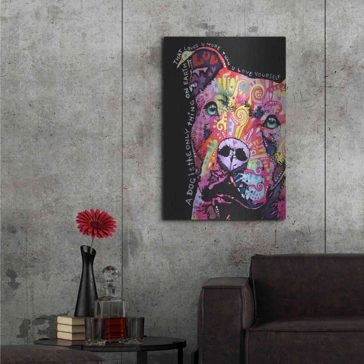 Luxe Metal Art 'Thoughtful Pit Bull' by Dean Russo, Metal Wall Art,24x36