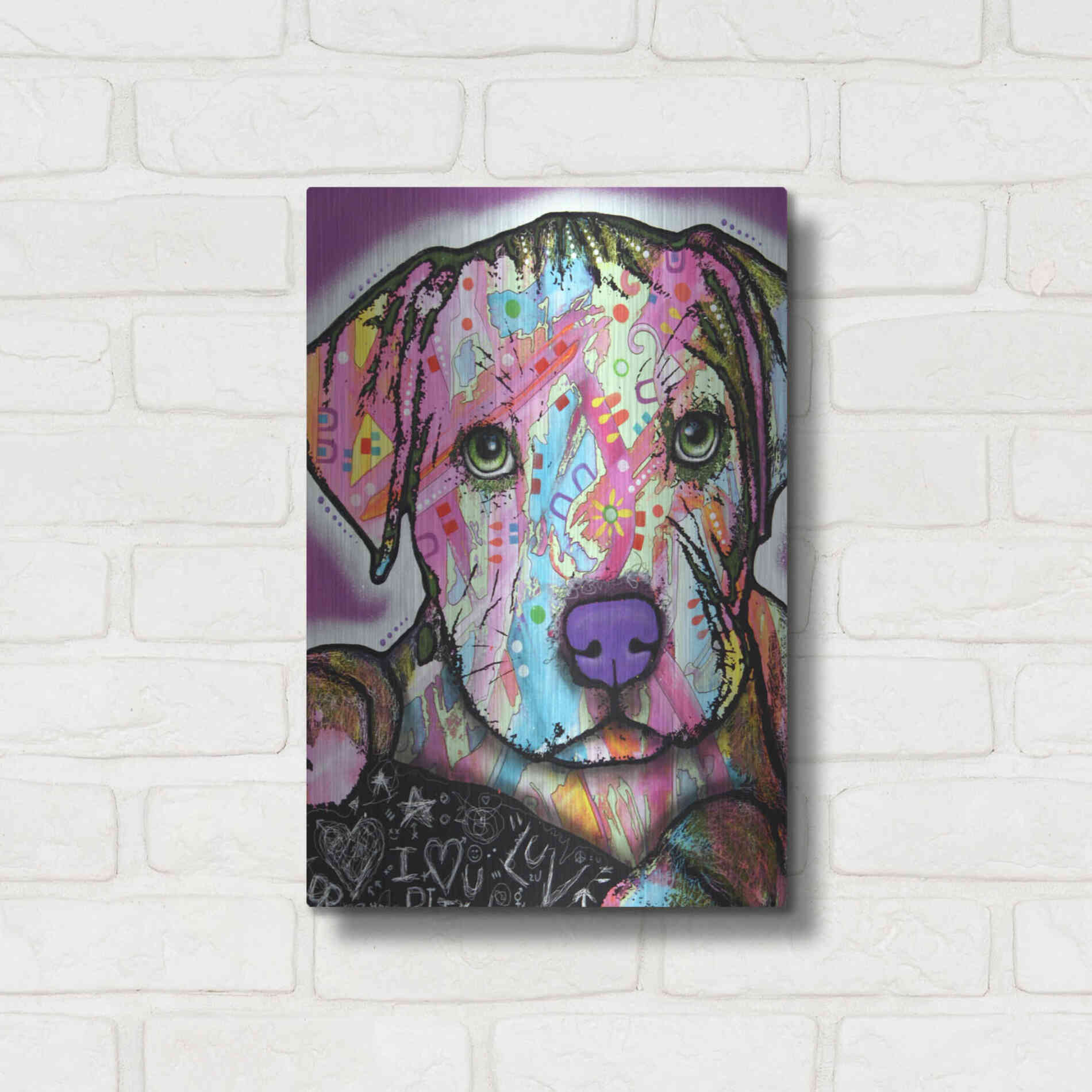 Luxe Metal Art 'Baby Pit' by Dean Russo, Metal Wall Art,12x16