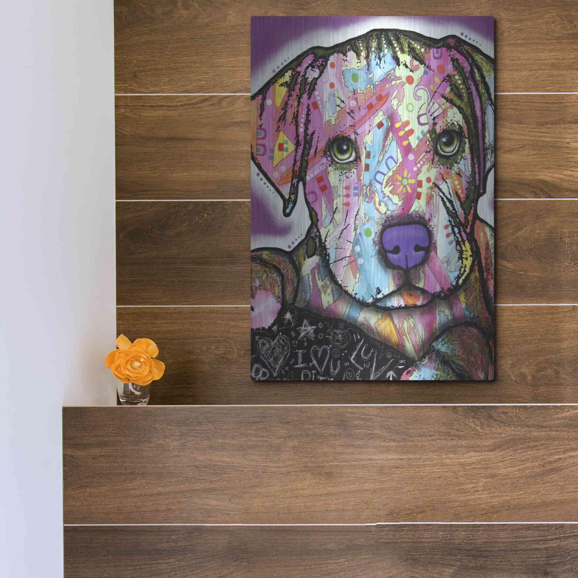 Luxe Metal Art 'Baby Pit' by Dean Russo, Metal Wall Art,12x16