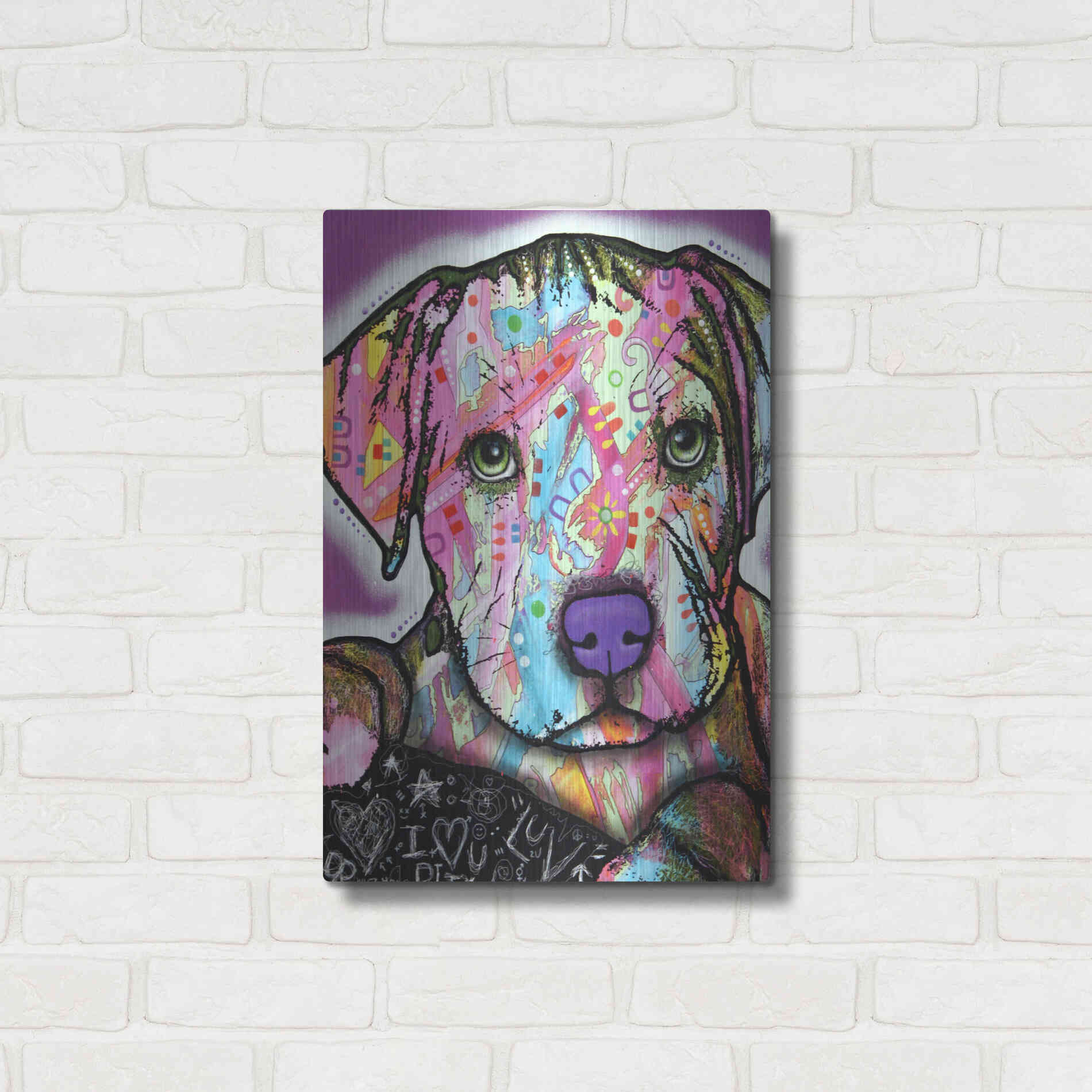 Luxe Metal Art 'Baby Pit' by Dean Russo, Metal Wall Art,16x24