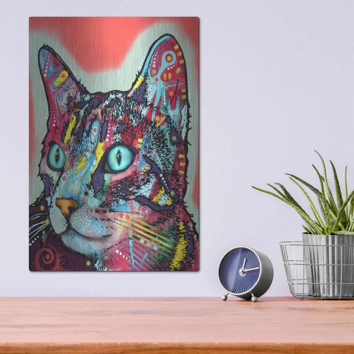 Luxe Metal Art 'Curious Cat' by Dean Russo, Metal Wall Art,12x16