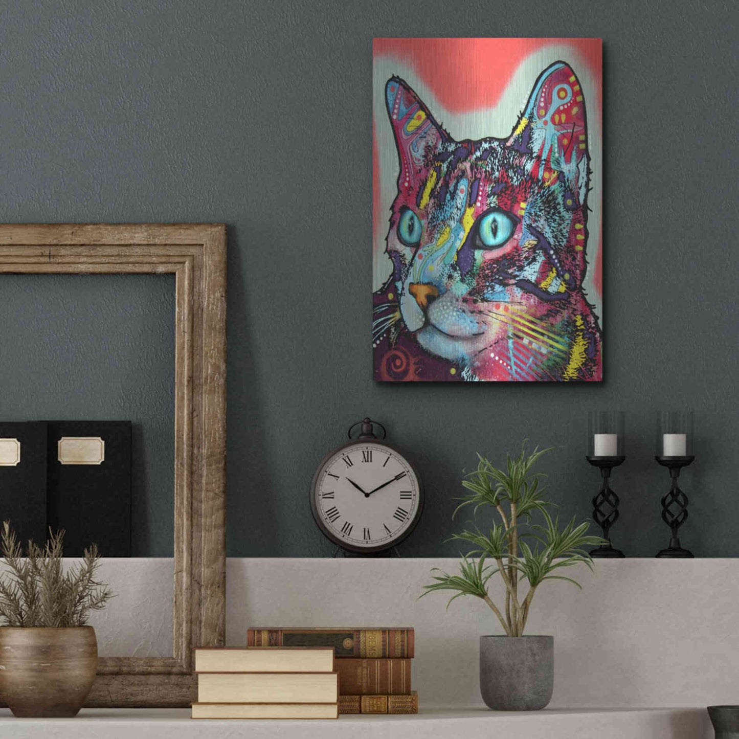 Luxe Metal Art 'Curious Cat' by Dean Russo, Metal Wall Art,12x16