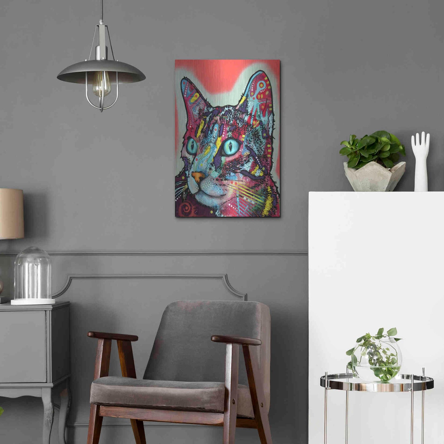 Luxe Metal Art 'Curious Cat' by Dean Russo, Metal Wall Art,16x24