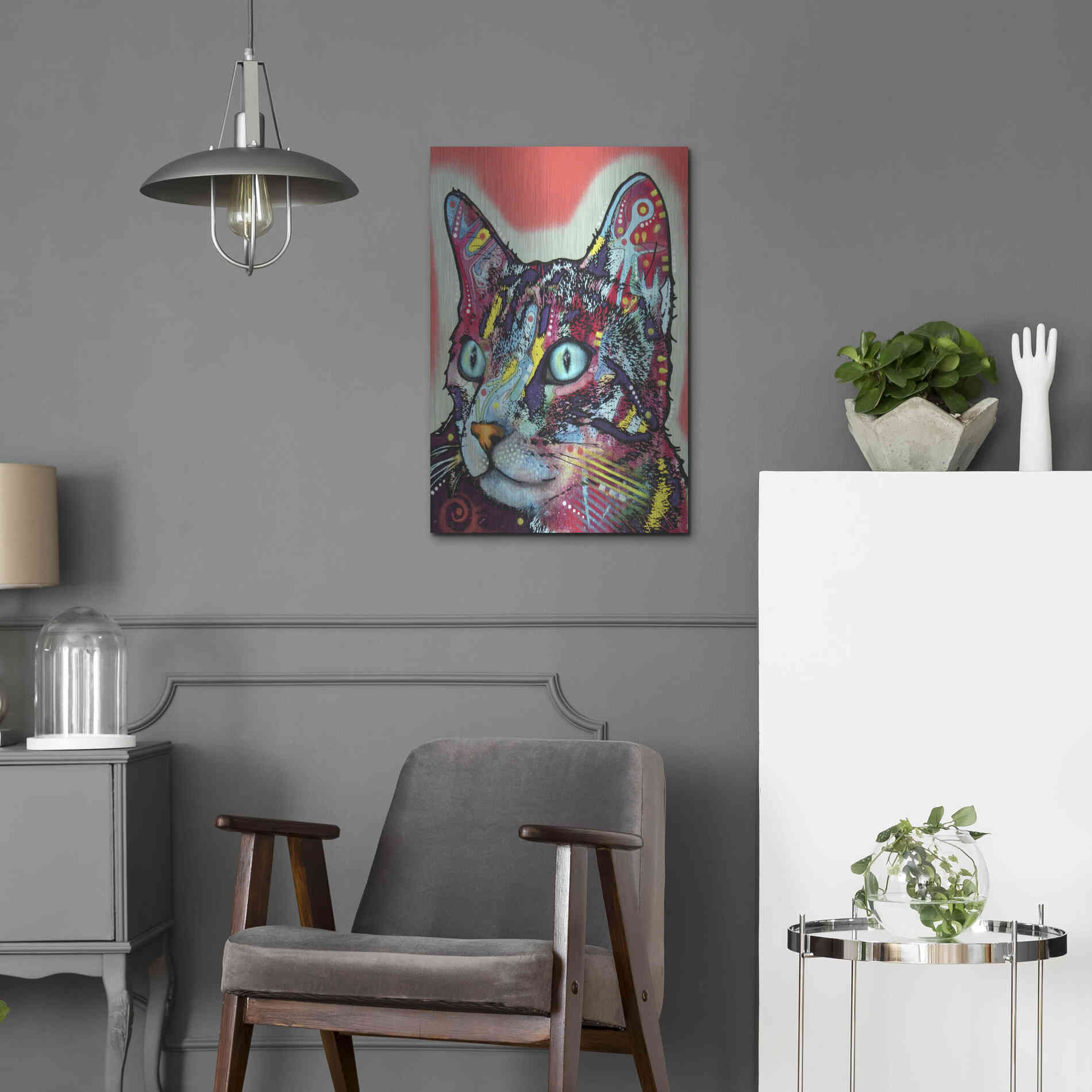 Luxe Metal Art 'Curious Cat' by Dean Russo, Metal Wall Art,16x24