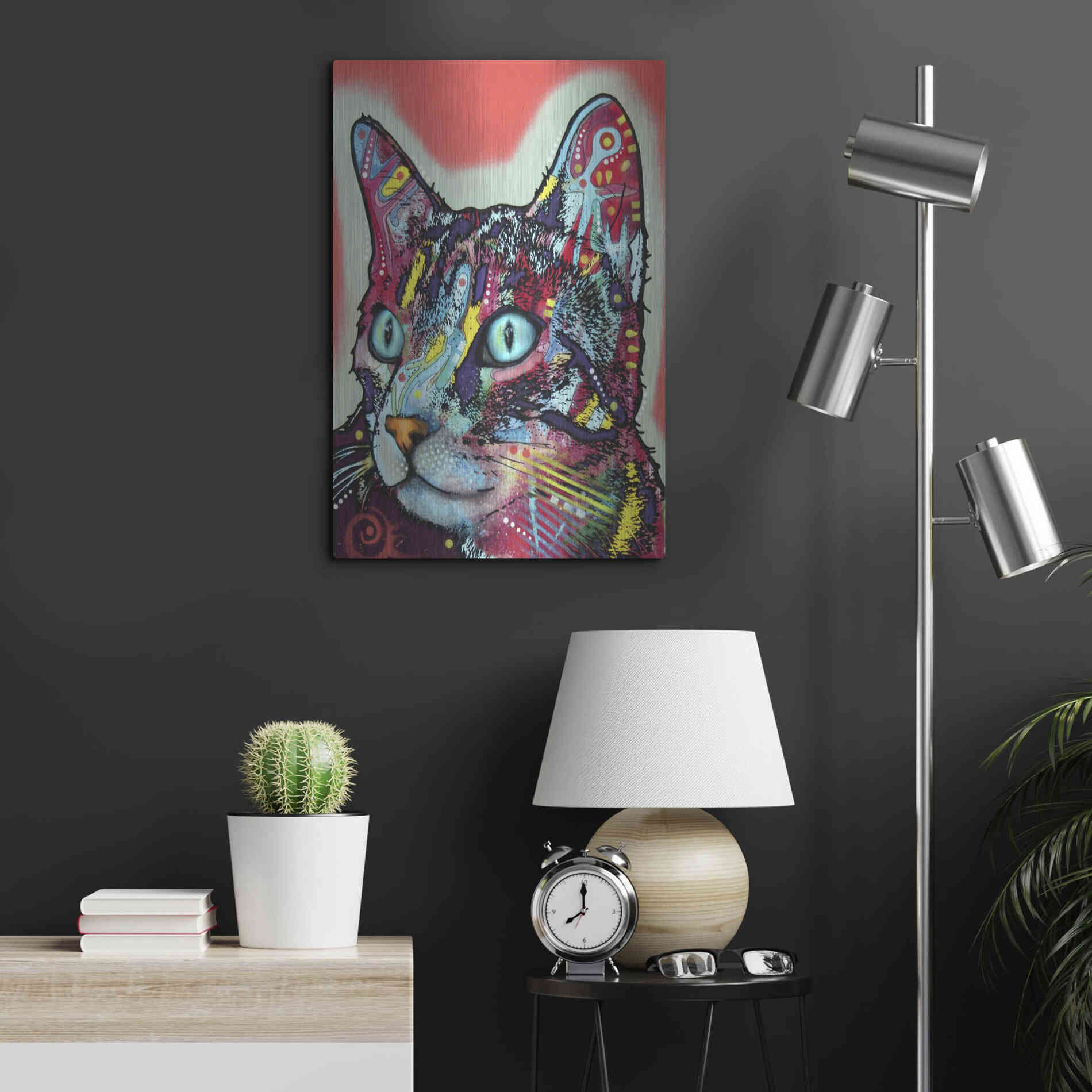 Luxe Metal Art 'Curious Cat' by Dean Russo, Metal Wall Art,16x24