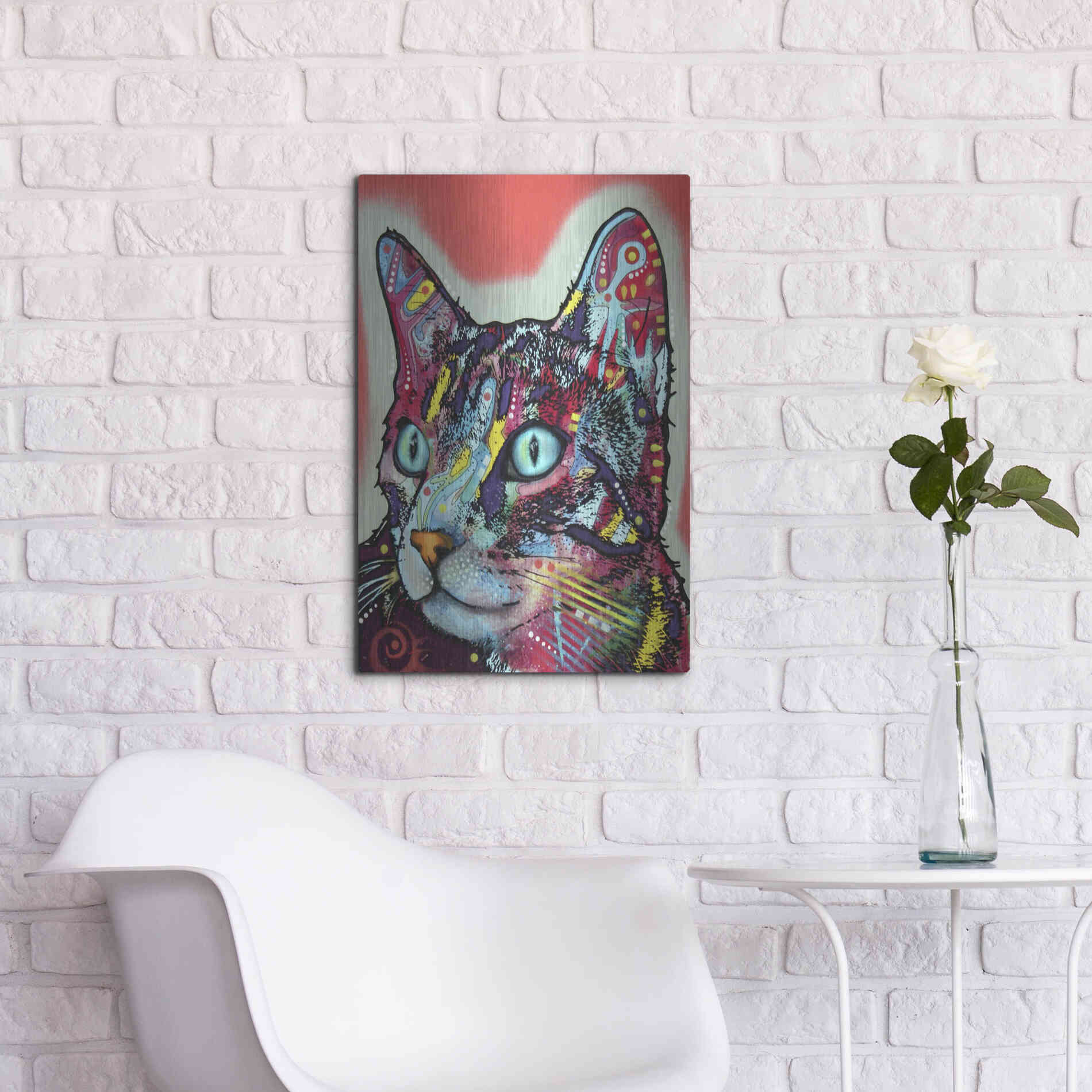 Luxe Metal Art 'Curious Cat' by Dean Russo, Metal Wall Art,16x24