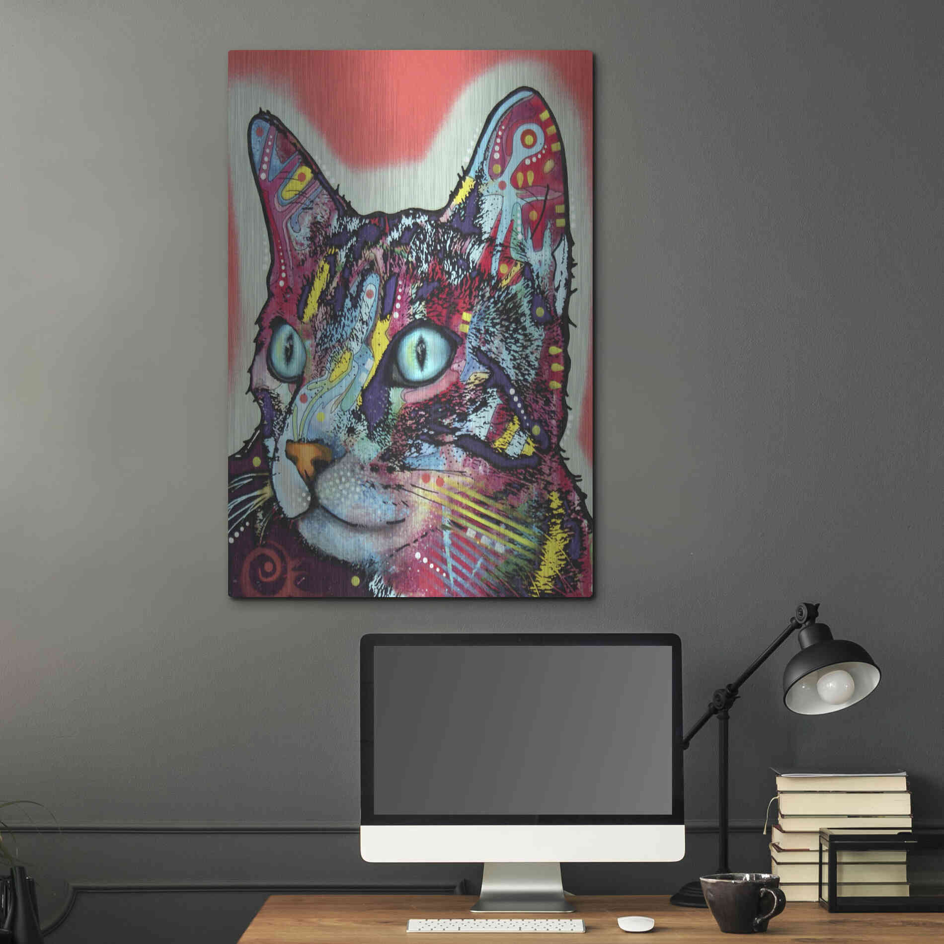 Luxe Metal Art 'Curious Cat' by Dean Russo, Metal Wall Art,24x36