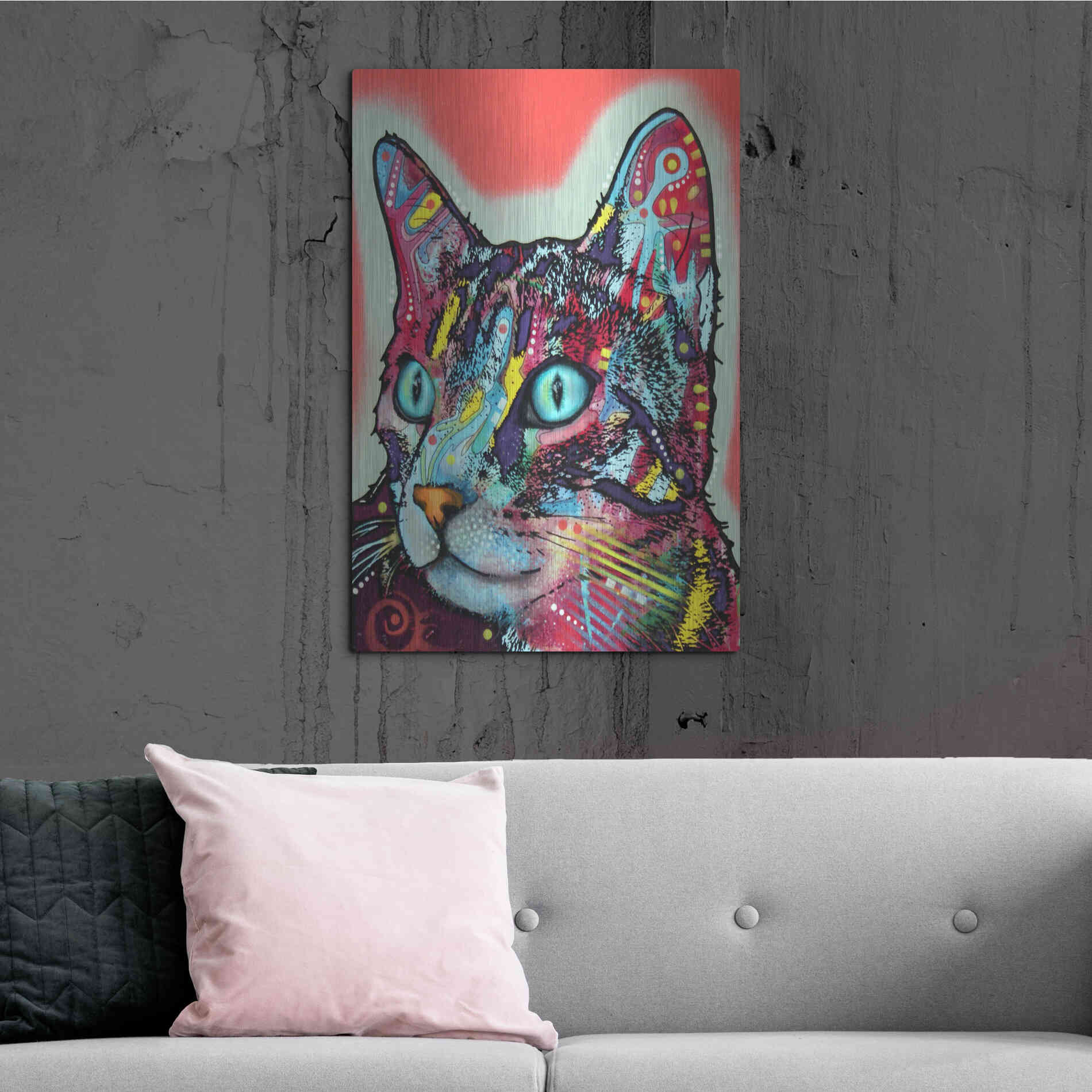 Luxe Metal Art 'Curious Cat' by Dean Russo, Metal Wall Art,24x36