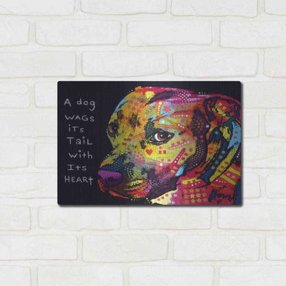 Luxe Metal Art 'Gratitude Pitbull' by Dean Russo, Metal Wall Art,16x12