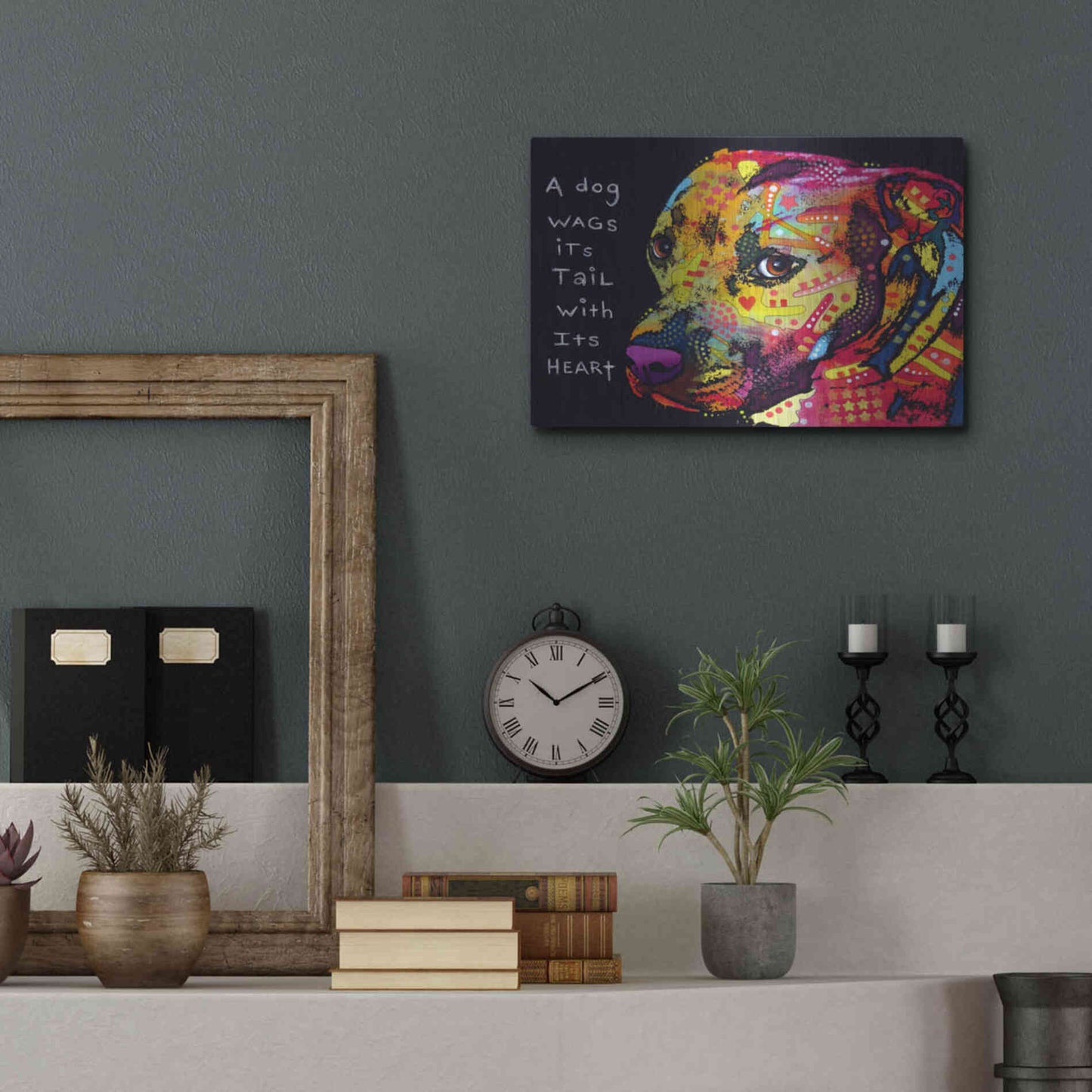 Luxe Metal Art 'Gratitude Pitbull' by Dean Russo, Metal Wall Art,16x12