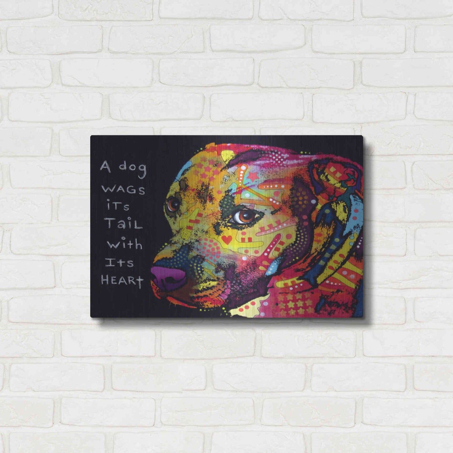 Luxe Metal Art 'Gratitude Pitbull' by Dean Russo, Metal Wall Art,24x16