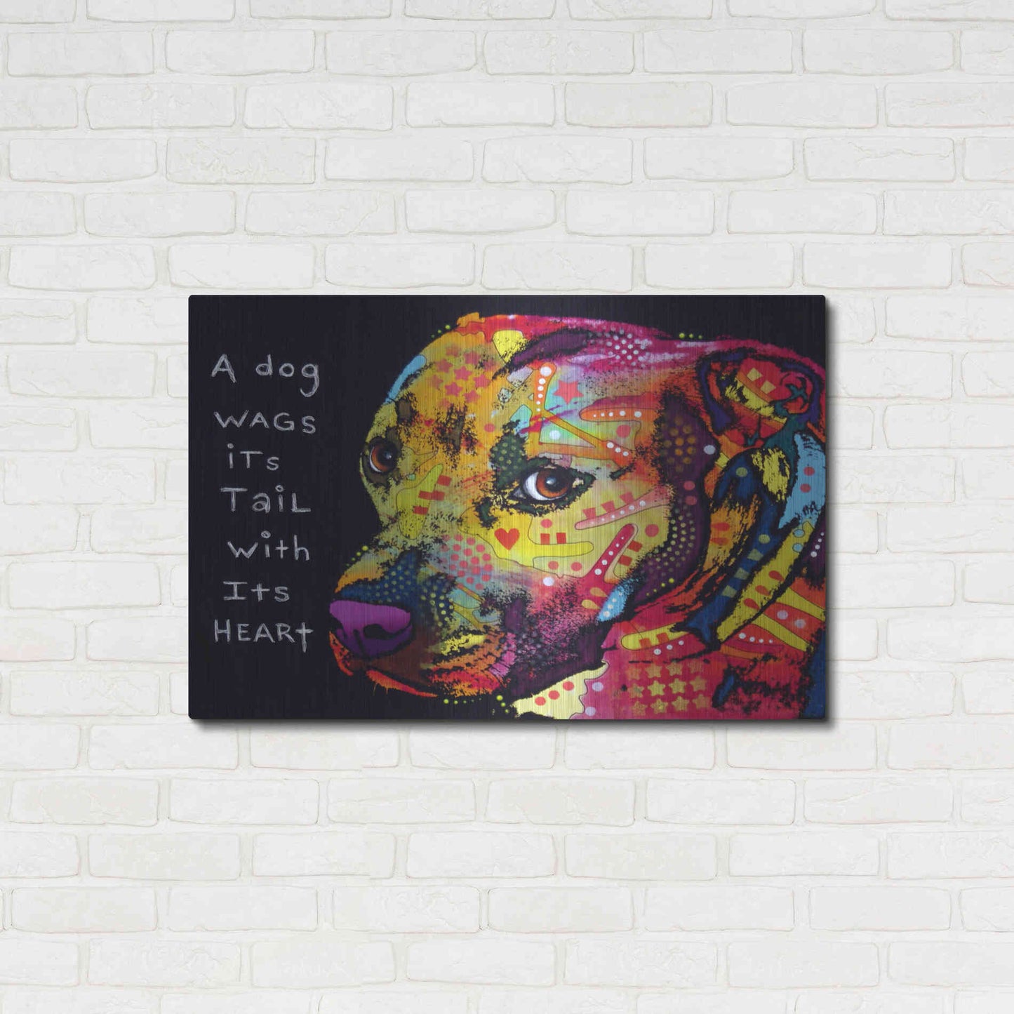 Luxe Metal Art 'Gratitude Pitbull' by Dean Russo, Metal Wall Art,36x24