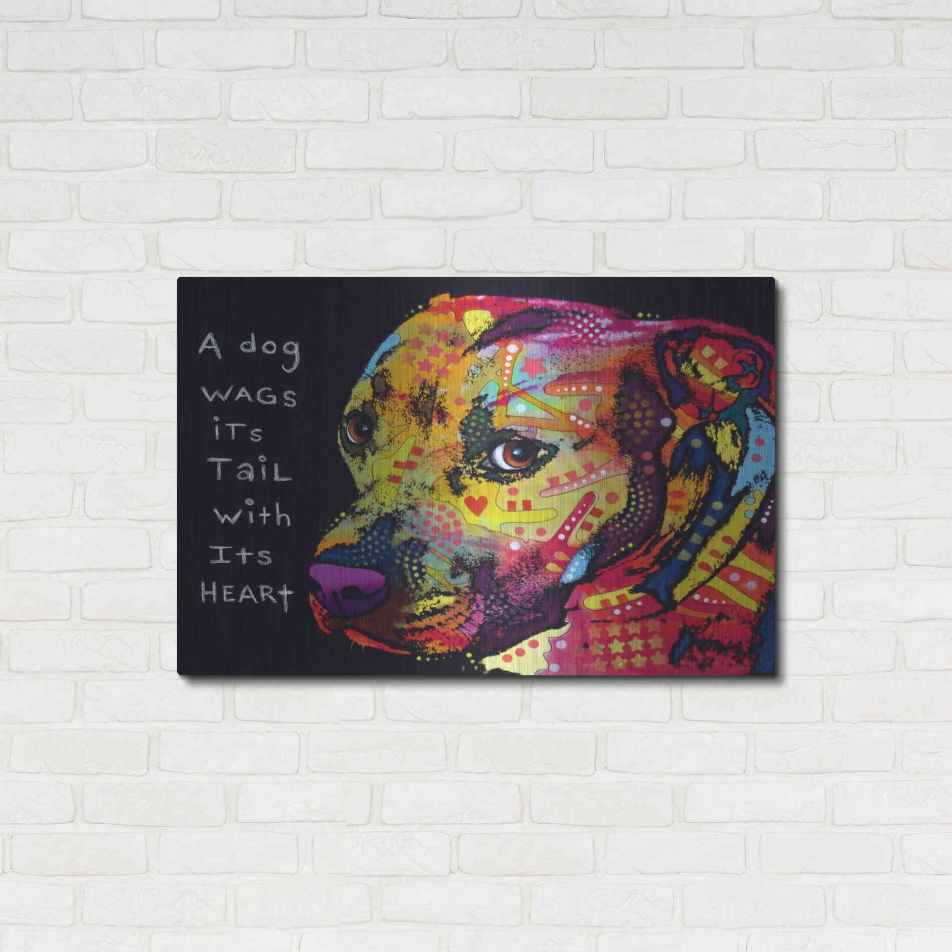 Luxe Metal Art 'Gratitude Pitbull' by Dean Russo, Metal Wall Art,36x24