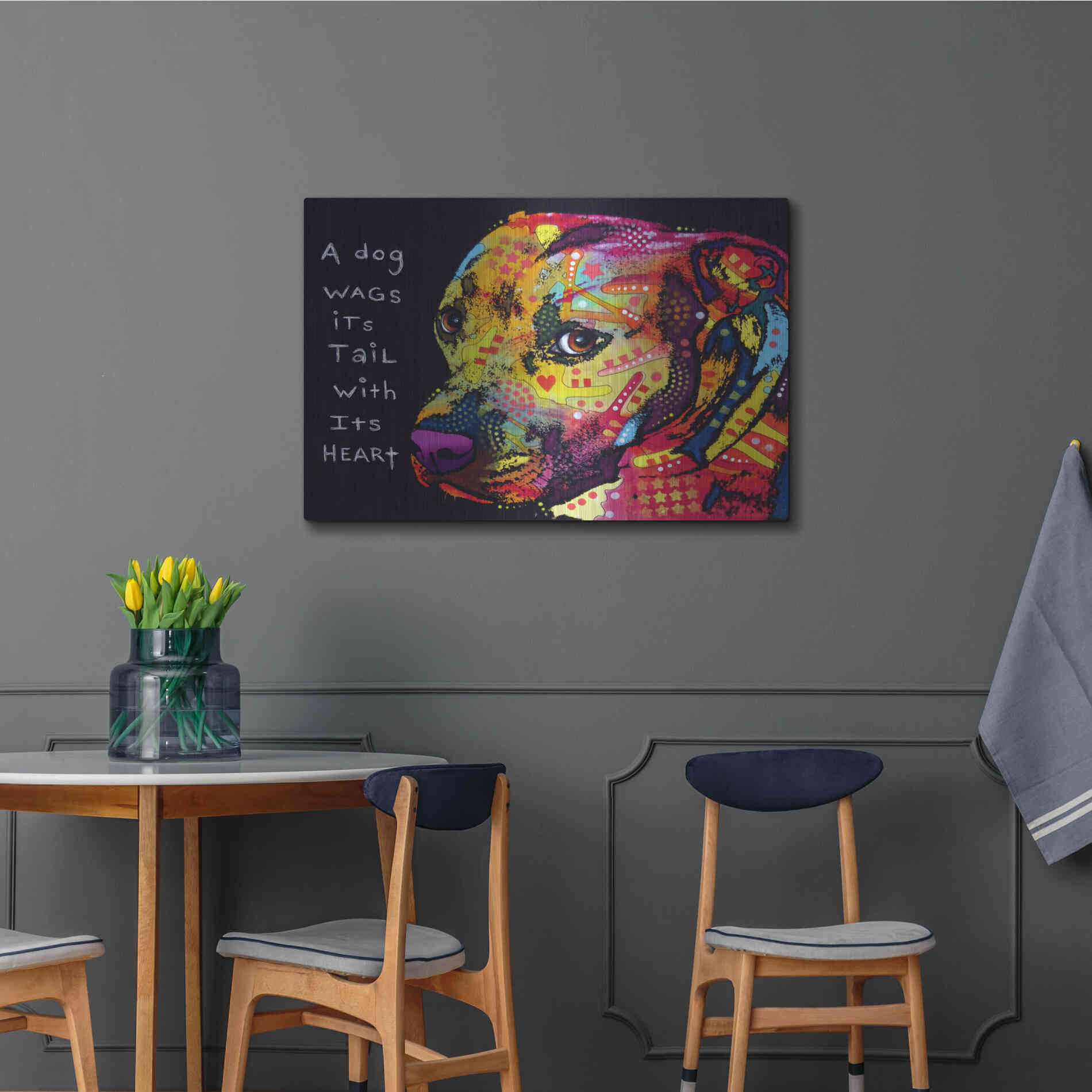 Luxe Metal Art 'Gratitude Pitbull' by Dean Russo, Metal Wall Art,36x24