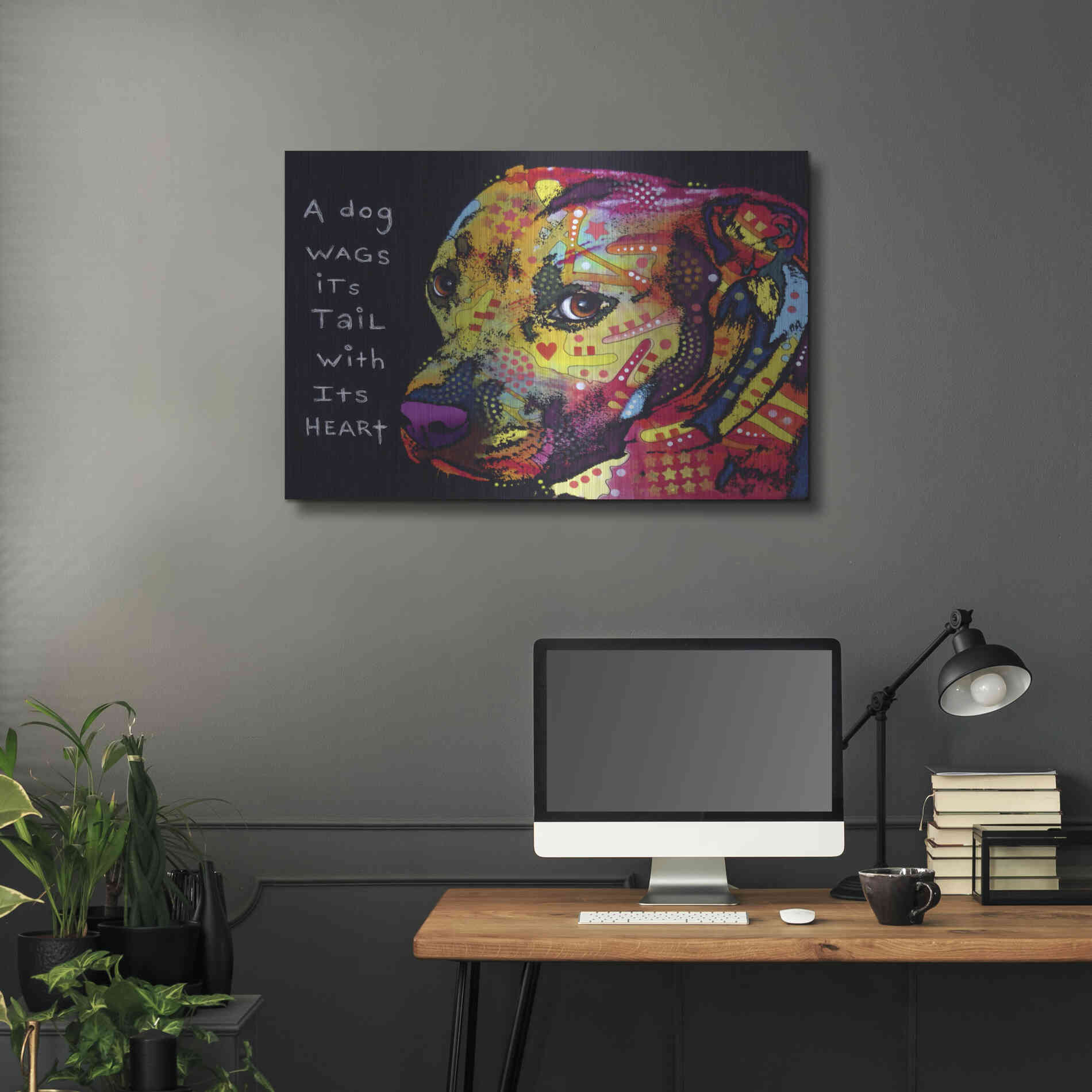 Luxe Metal Art 'Gratitude Pitbull' by Dean Russo, Metal Wall Art,36x24