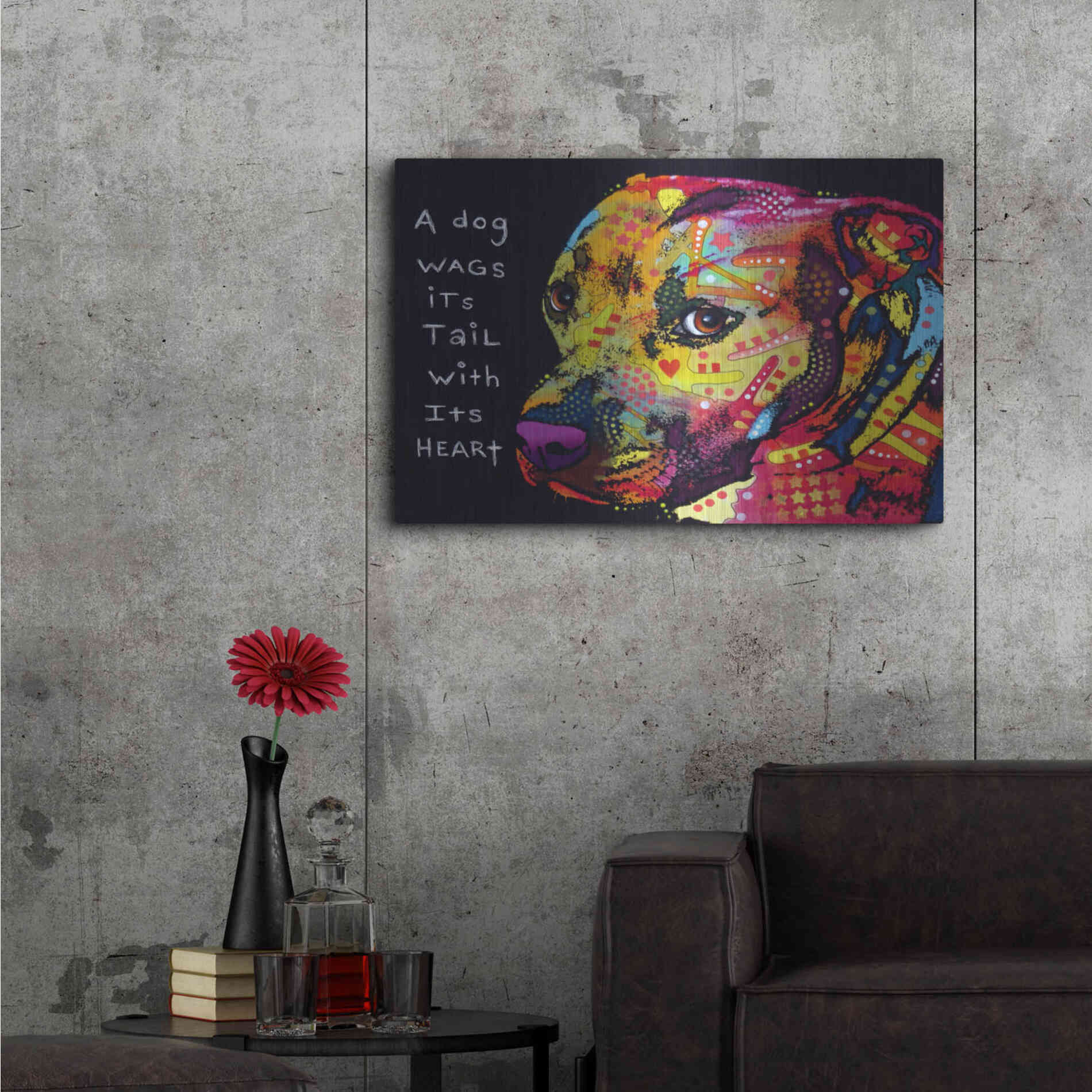 Luxe Metal Art 'Gratitude Pitbull' by Dean Russo, Metal Wall Art,36x24